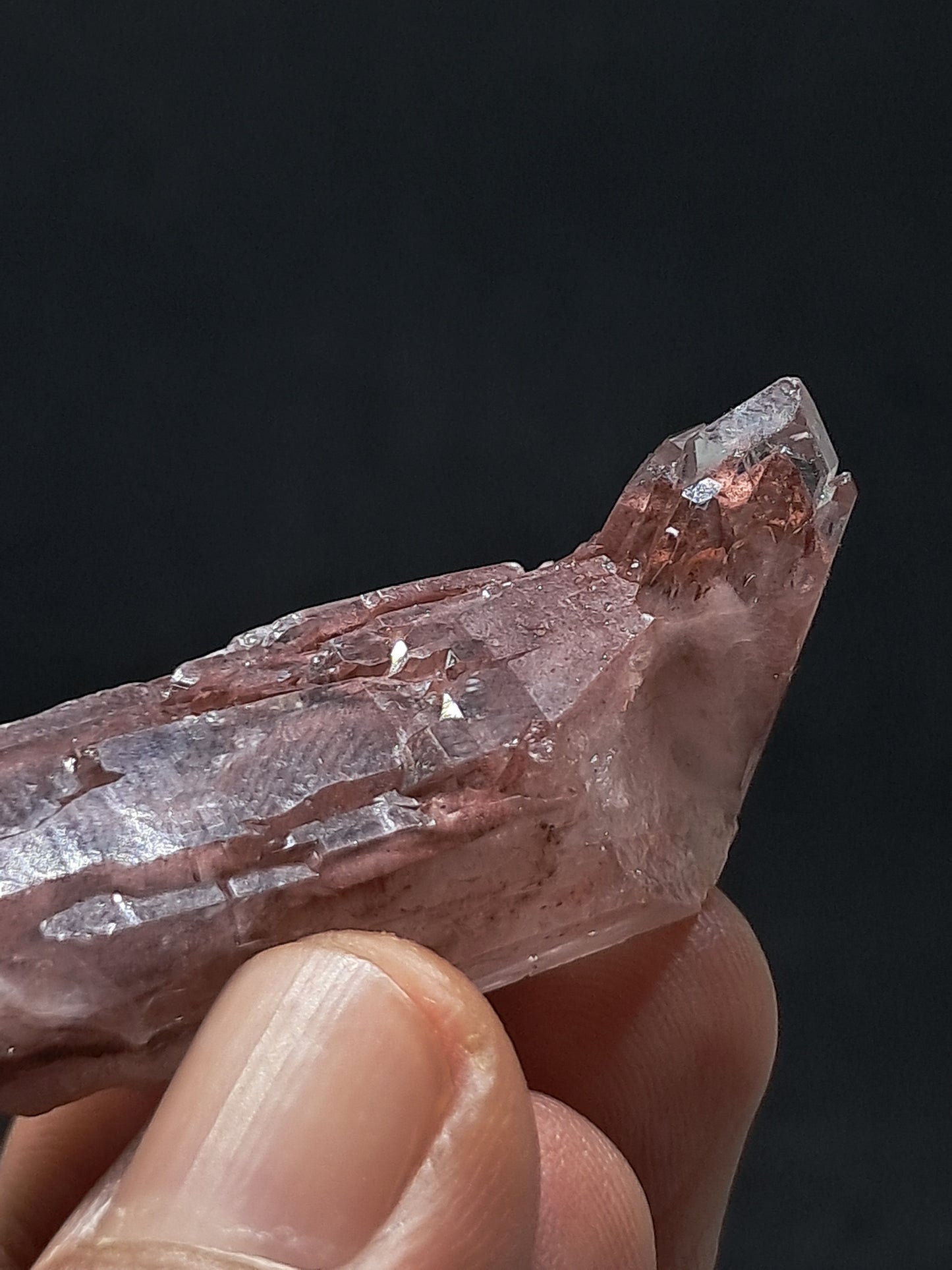 Cuarzo Elestial Fantasma de Hematita (Telangana) Punta de Cristal Natural | Ejemplar Mineral n.° HPQ23