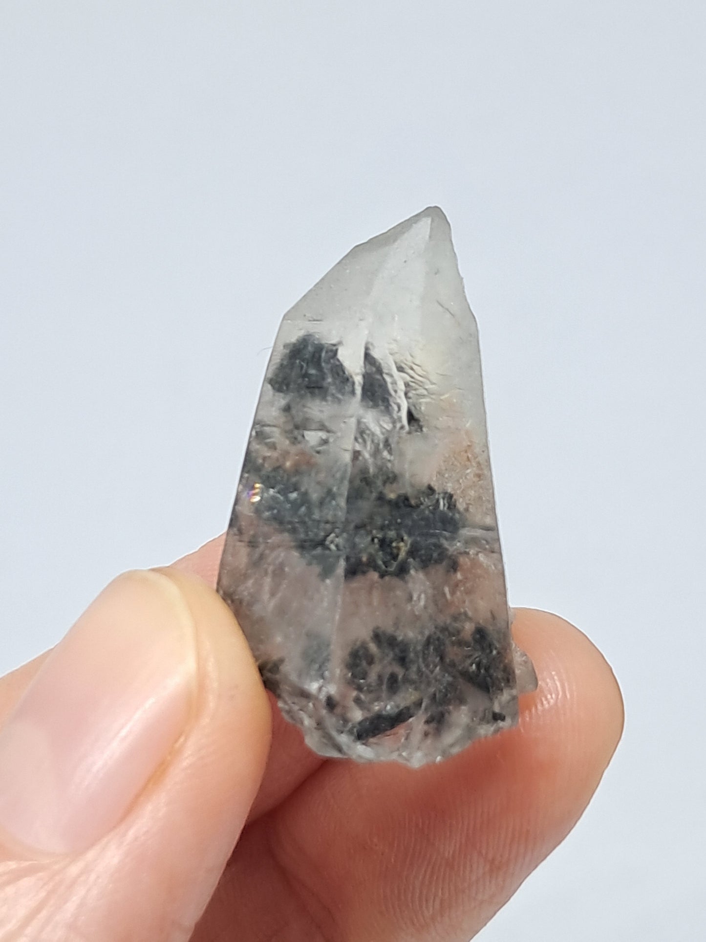 Tourmalinated Quartz natural crystal point (Non-precious natural stone) #TQ2