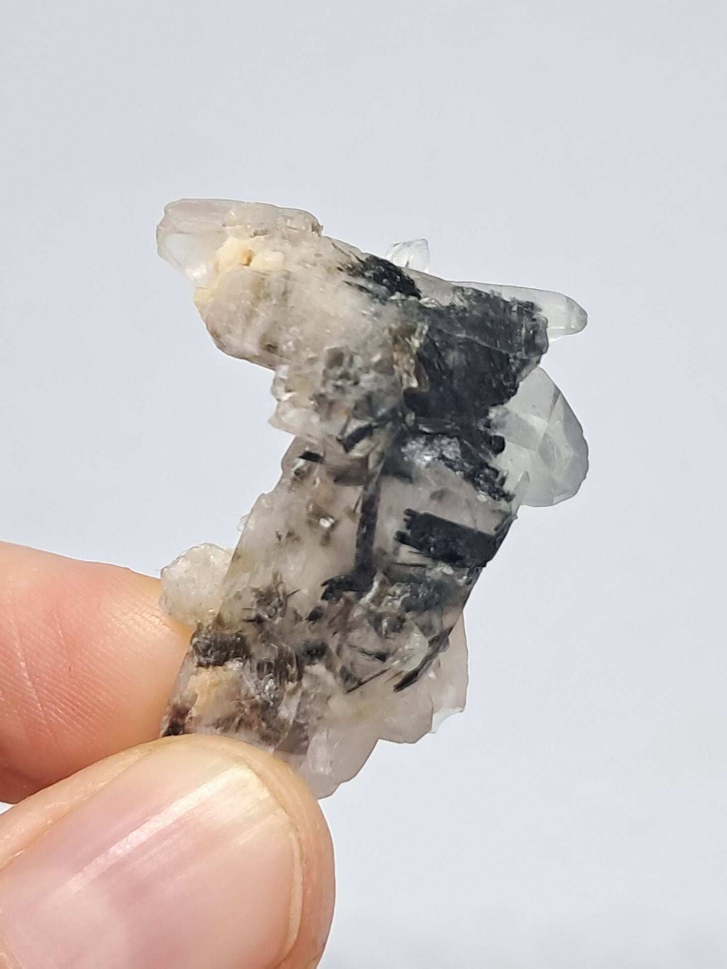Tourmalinated Quartz with Mica and Feldespar inclusions (natural crystal point) #TQ14