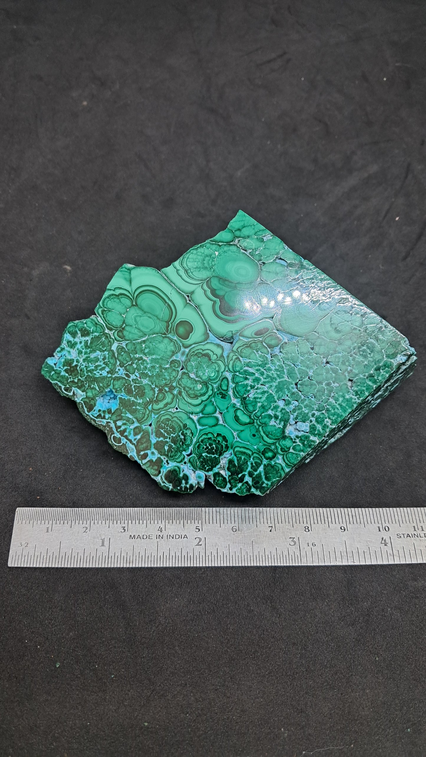 Malachite w/ Chrysocolla | Half Polished Half Rough | Natural Stone | Large Size | Beautiful Patterns #CM27