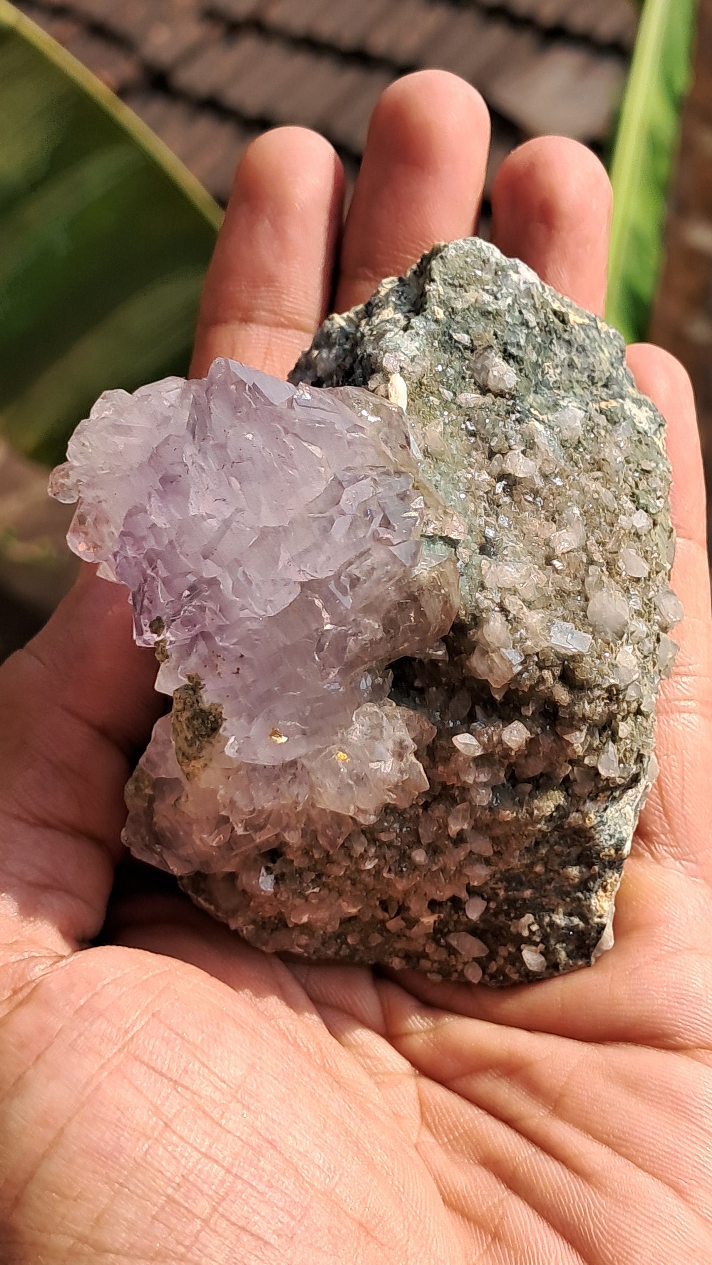 Karur Amethyst Scepter Flower w/ UV-Reactive Calcites on Matrix | Natural Formation| Super Seven Inclusions| Mineral Specimen #KA181