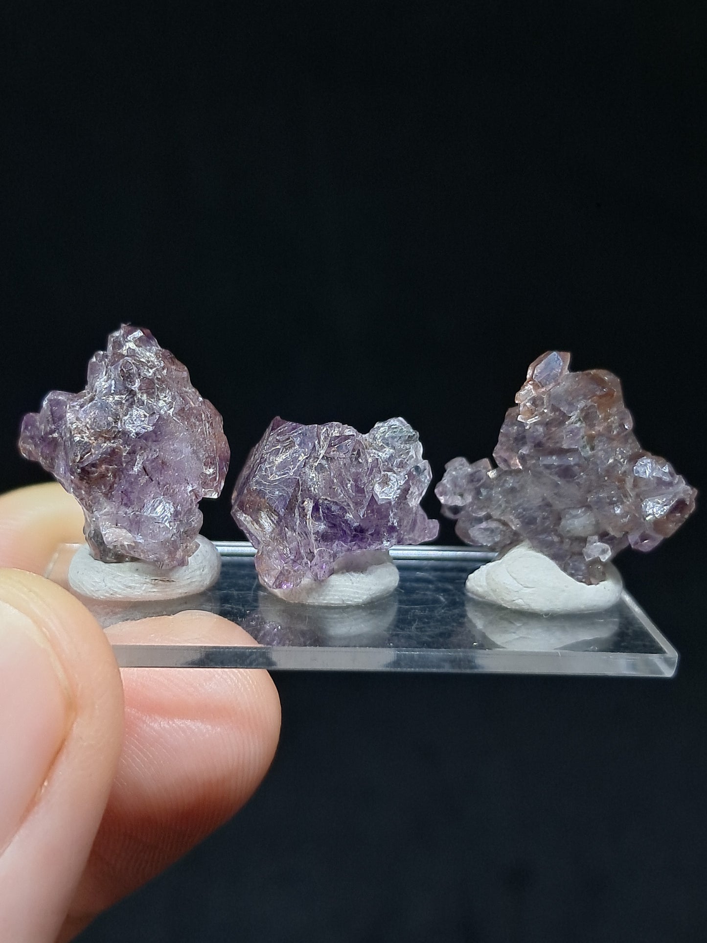 Set of 3 Amethyst from Karur w/ "Super Seven" Inclusions | Natural Crystals | Mineral Specimen #KA167