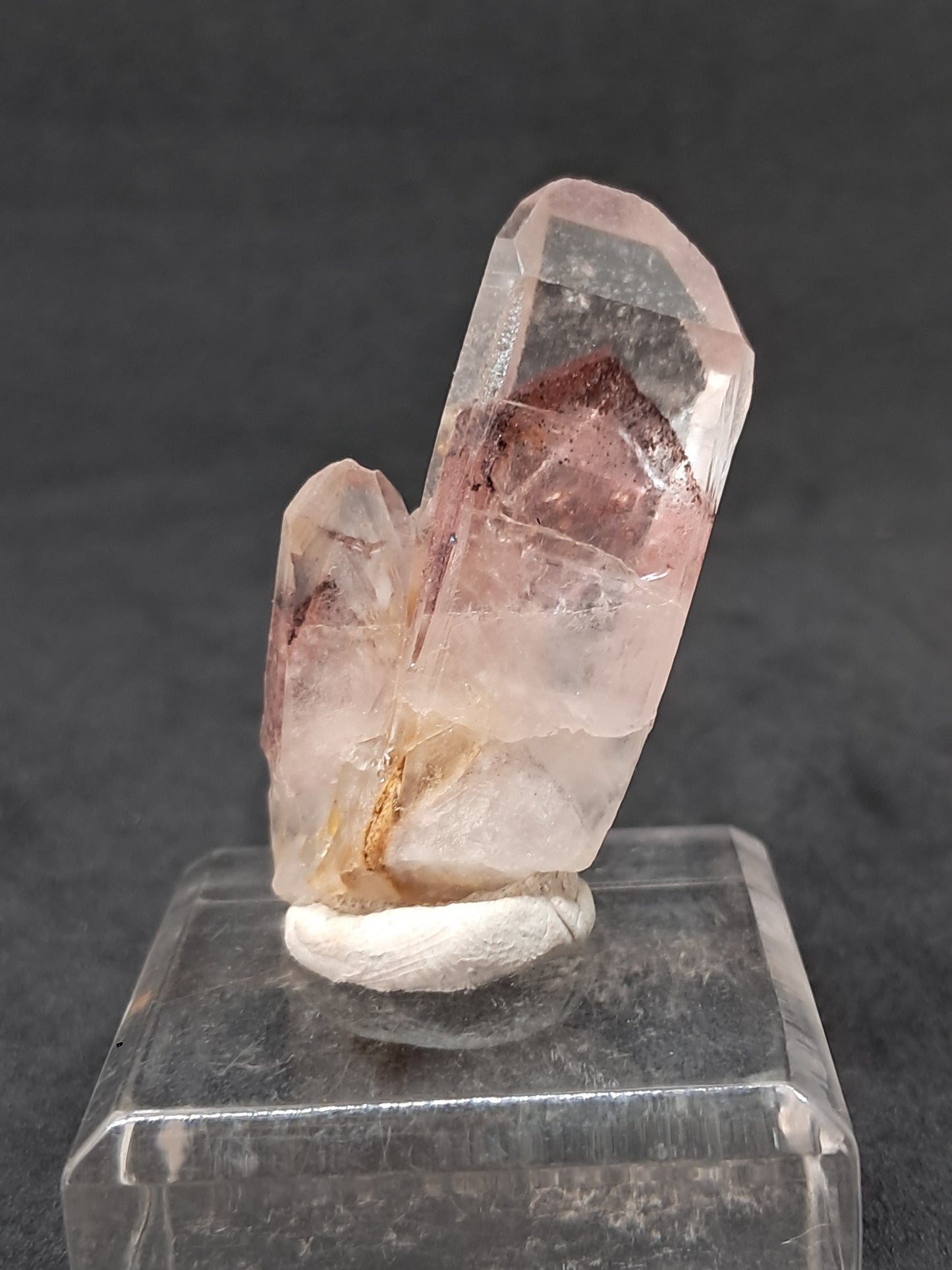 Cúmulo de Cuarzo Fantasma de Hematita (Telangana) Punta de Cristal Natural | Ejemplar Mineral n.° HPQ14
