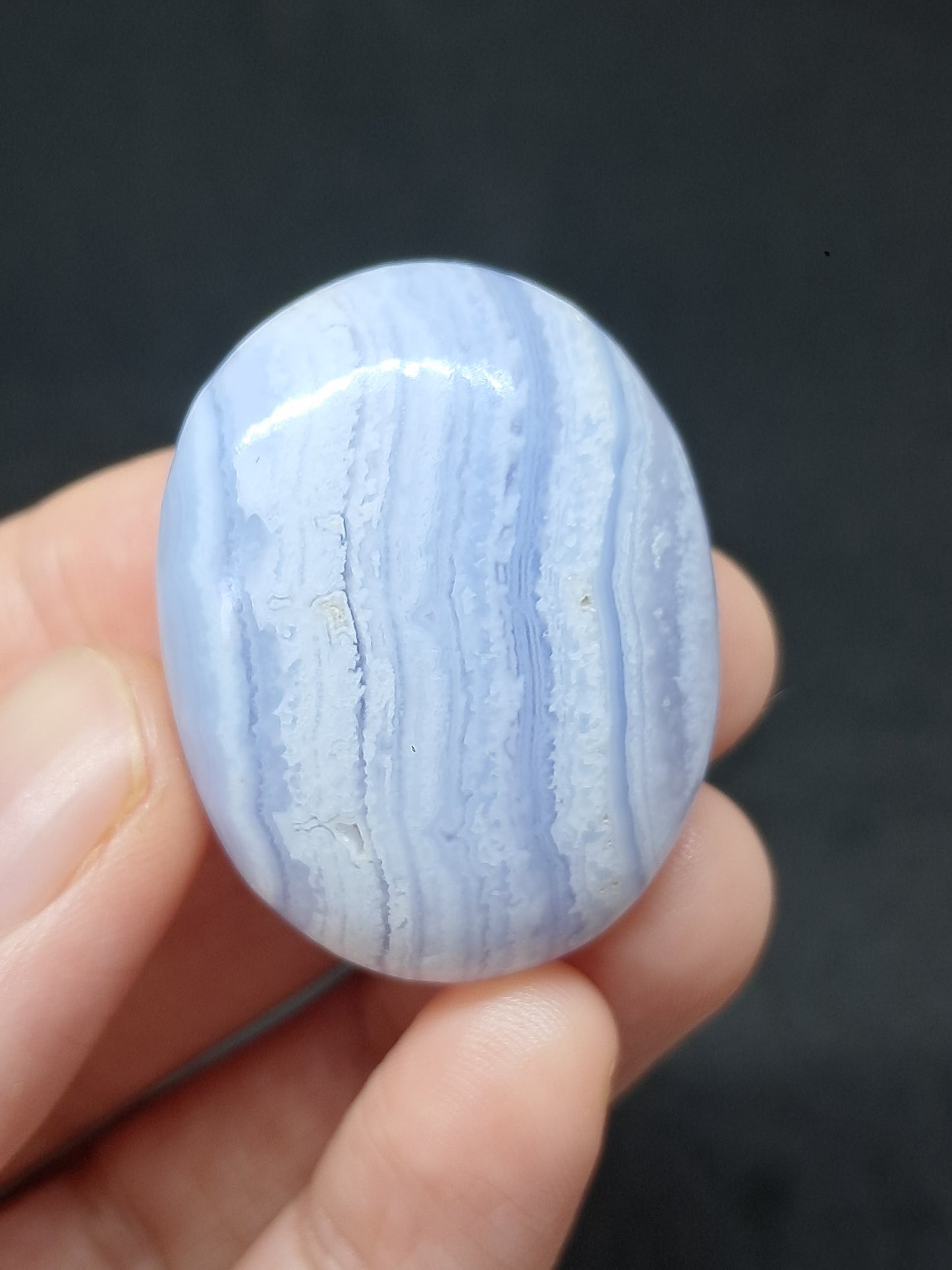 Blue Lace Agate Palmstone | Polished Natural Stone | Good Quality