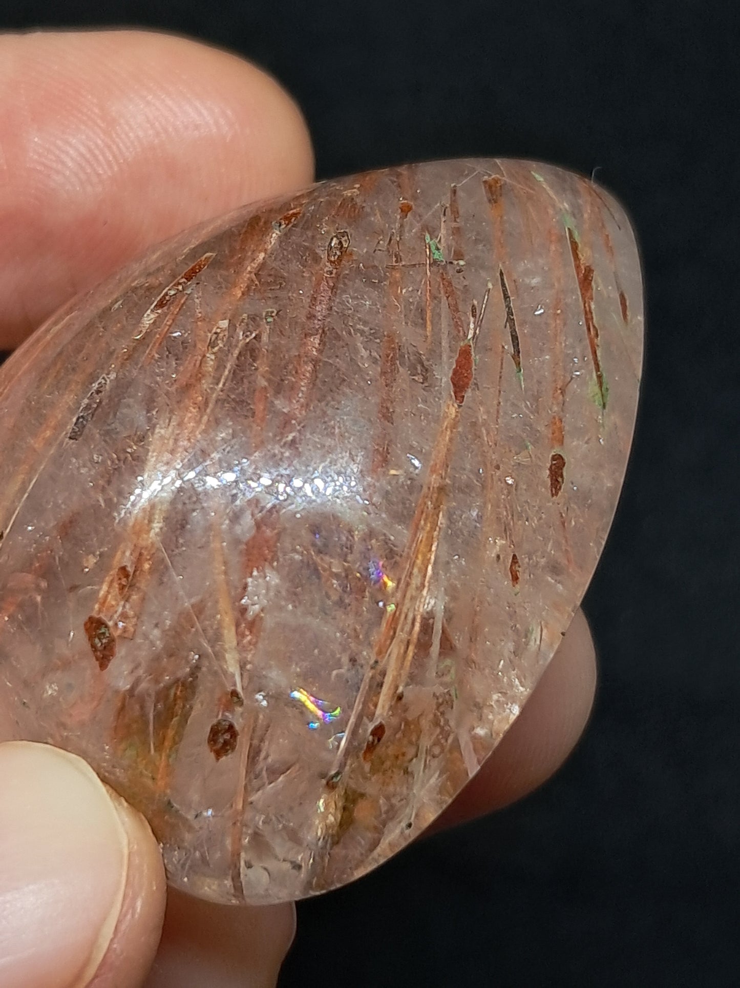 Red Rutile Quartz Cabochon *High Quality* Polished Stone | Copper Rutile | Natural Crystal | Mineral Specimen #PQ7