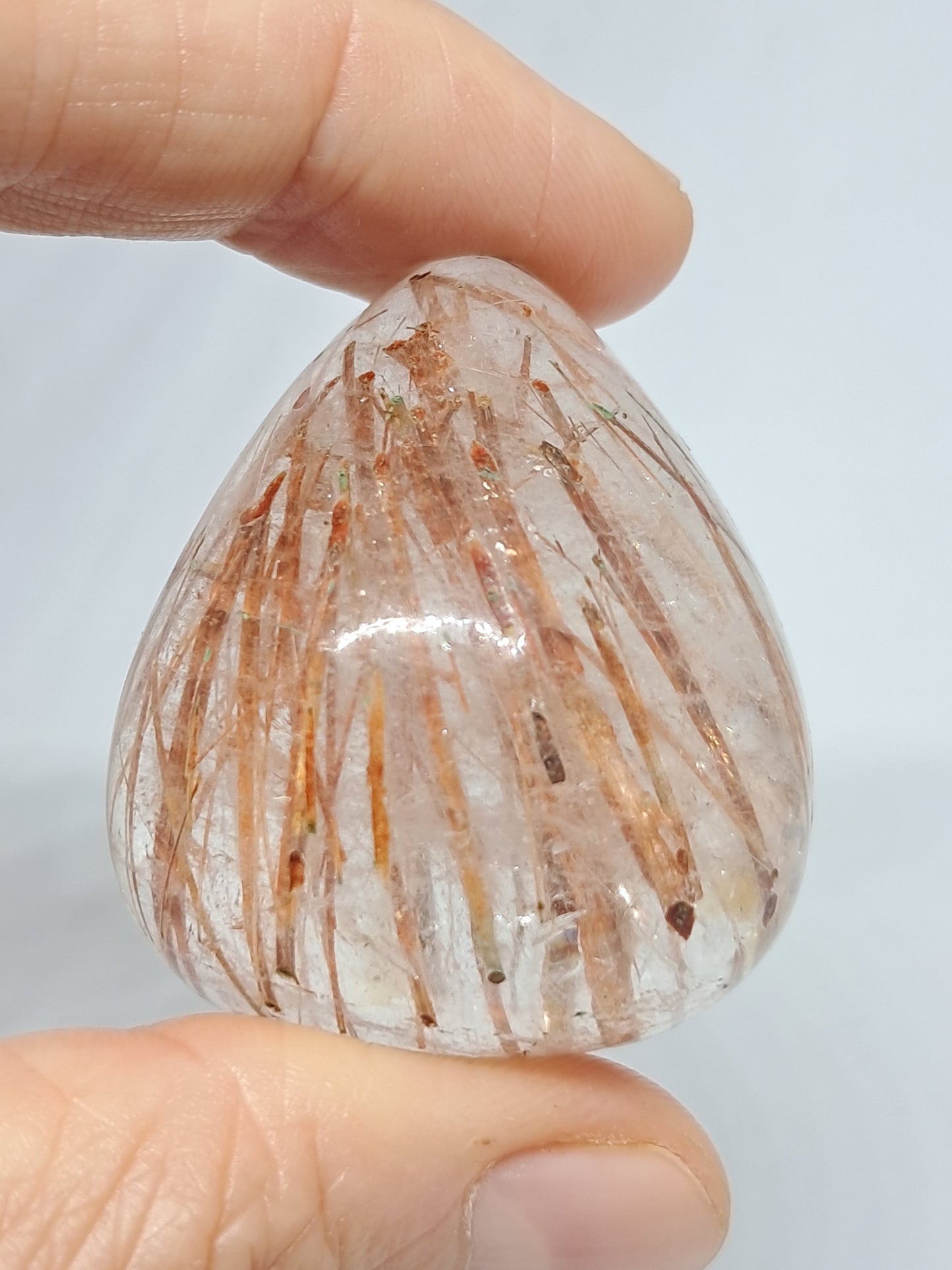 Red Rutile Quartz Cabochon *High Quality* Polished Stone | Copper Rutile | Natural Crystal | Mineral Specimen #PQ7