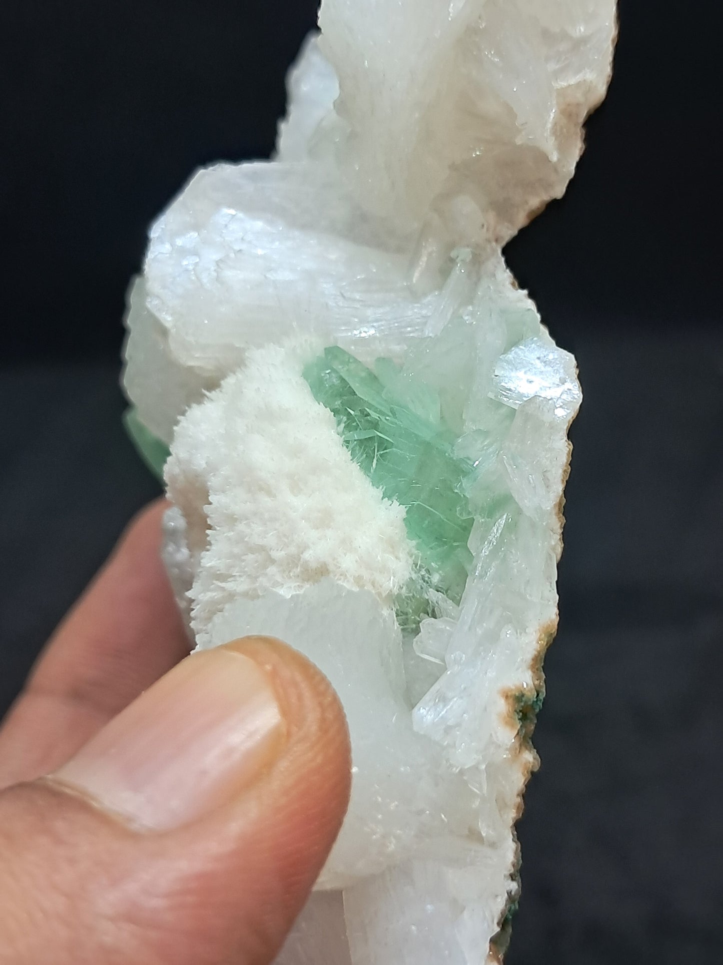 Green Apophyllite (Fluorapophyllite) and Mordenite on Stilbite #GA9