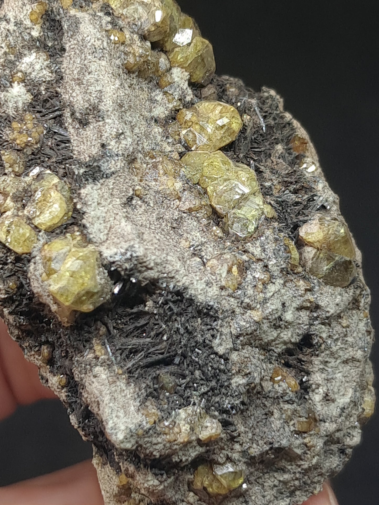 Green Garnet w/ Aegirine (Acmite) on Matrix (Mexico) Andradite Garnet Cluster |Rough Crystal Stone | Mineral Specimen #GR30