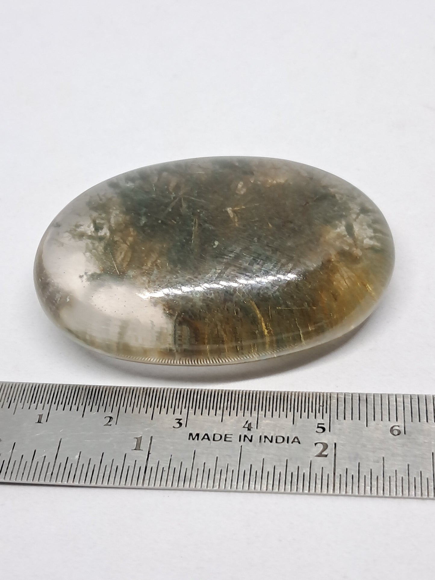Smokey Rutile and Chlorite Quartz Palmstone #PQ4