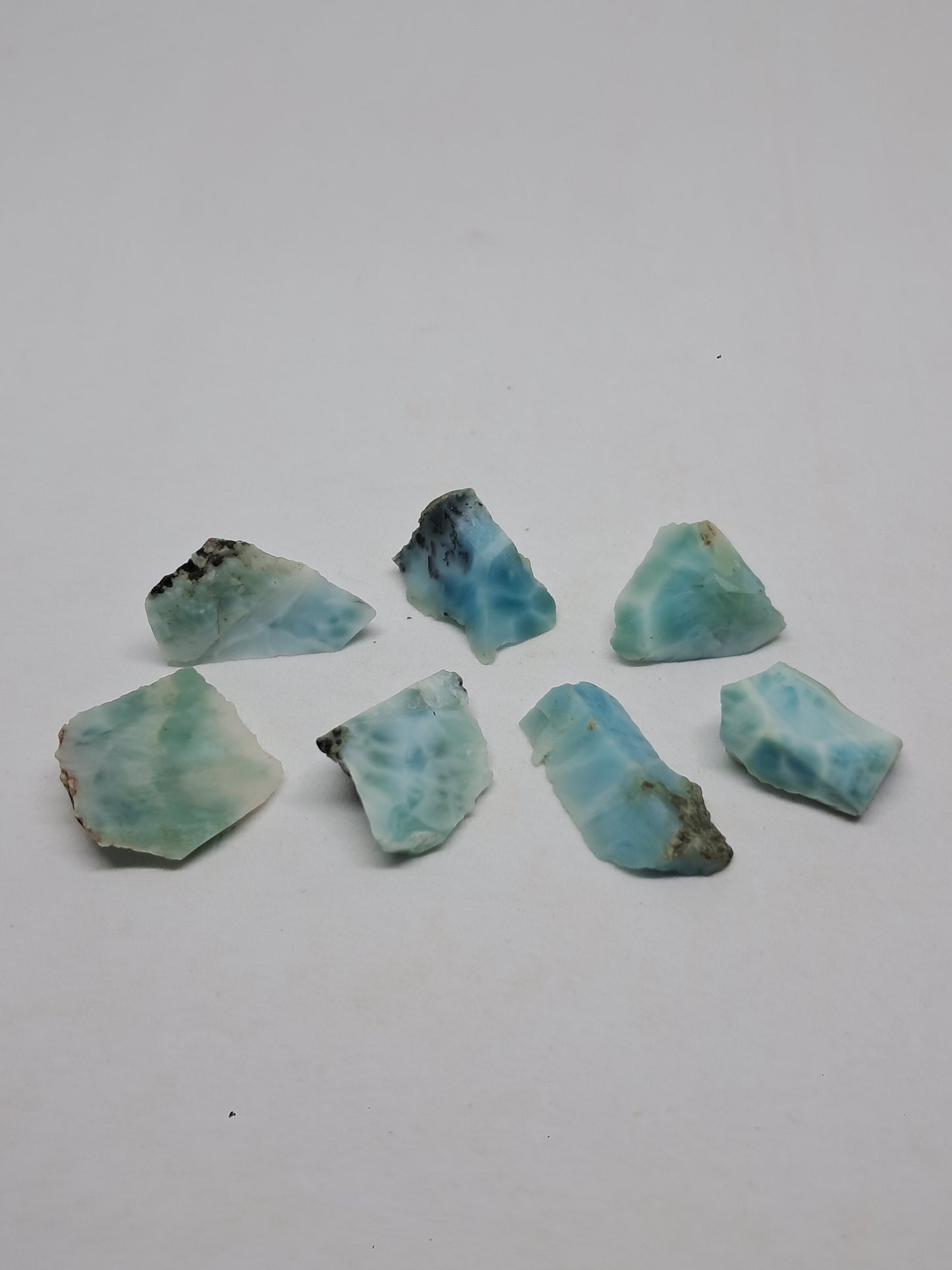 Set of 7 Small Larimar Raw Chips (Dominican Republic) Rough Stones | Natural Rocks #LM20