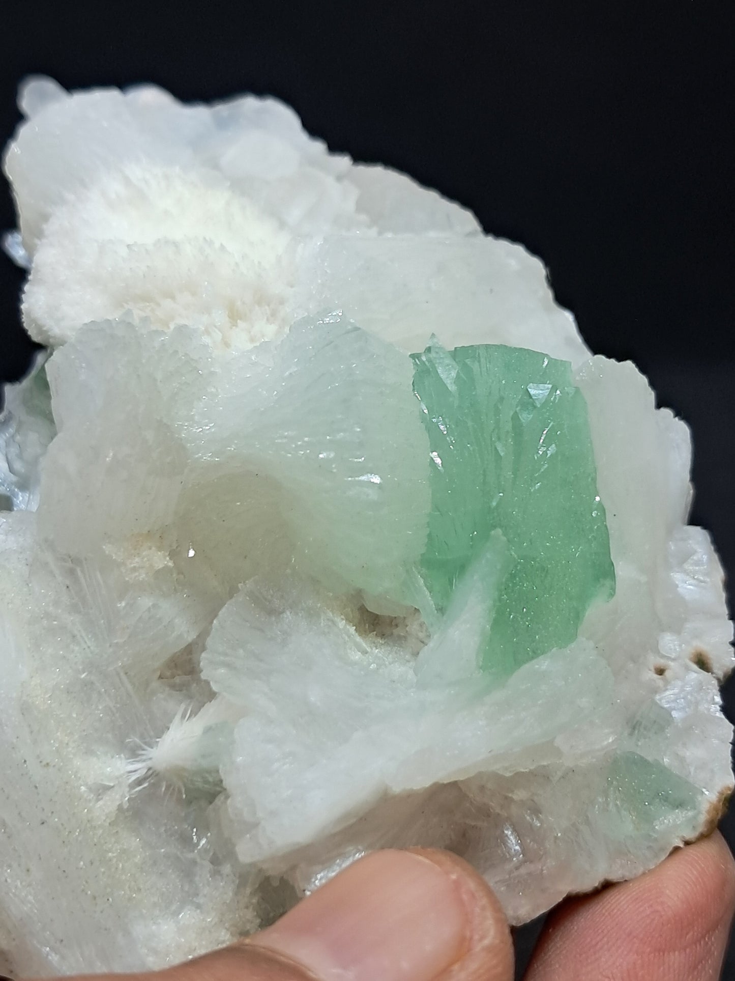 Green Apophyllite (Fluorapophyllite) and Mordenite on Stilbite #GA9