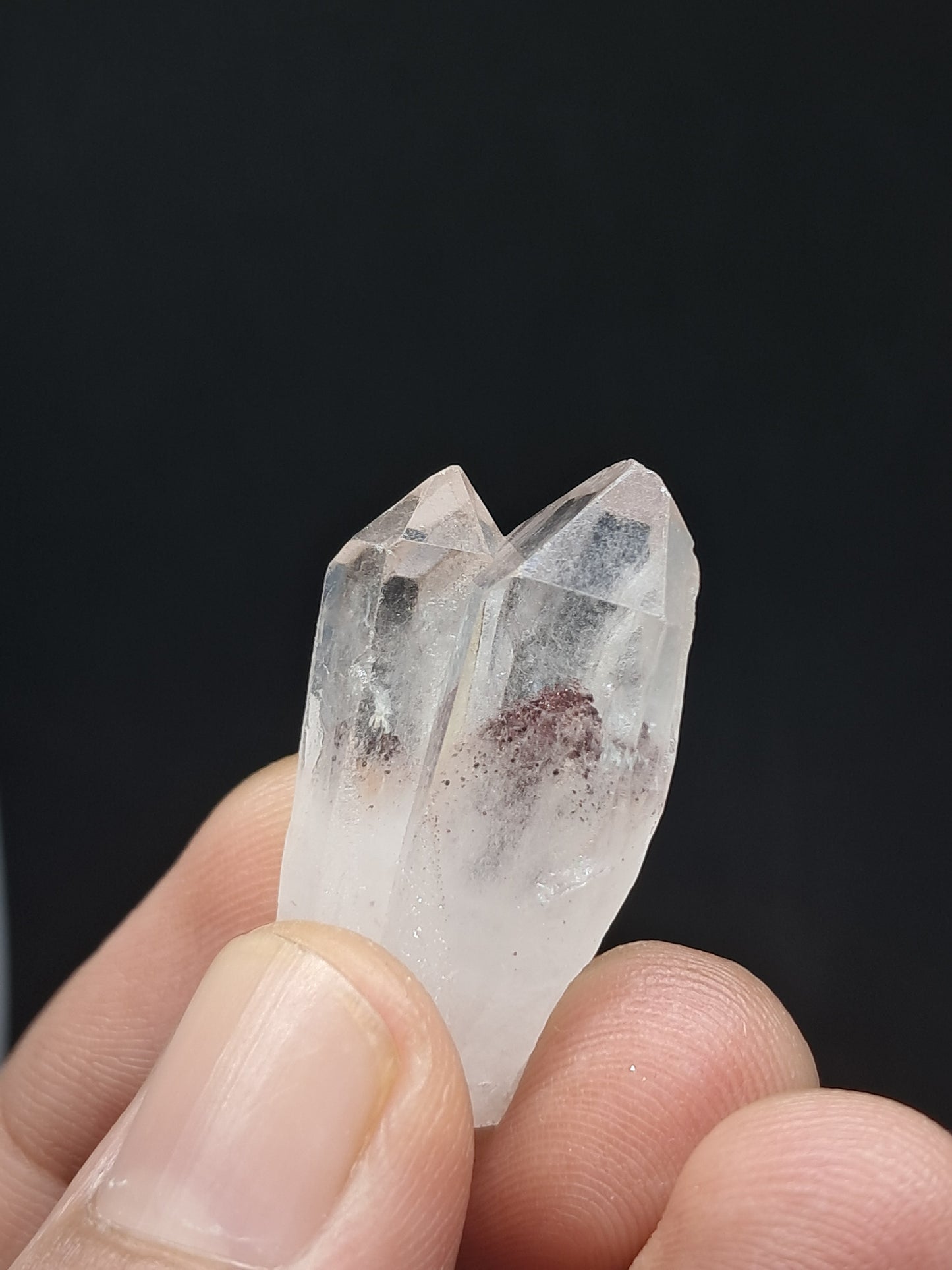 Cuarzo fantasma hematita (Telangana) Cristal natural | Ejemplar mineral | Puntas gemelas #HPQ29