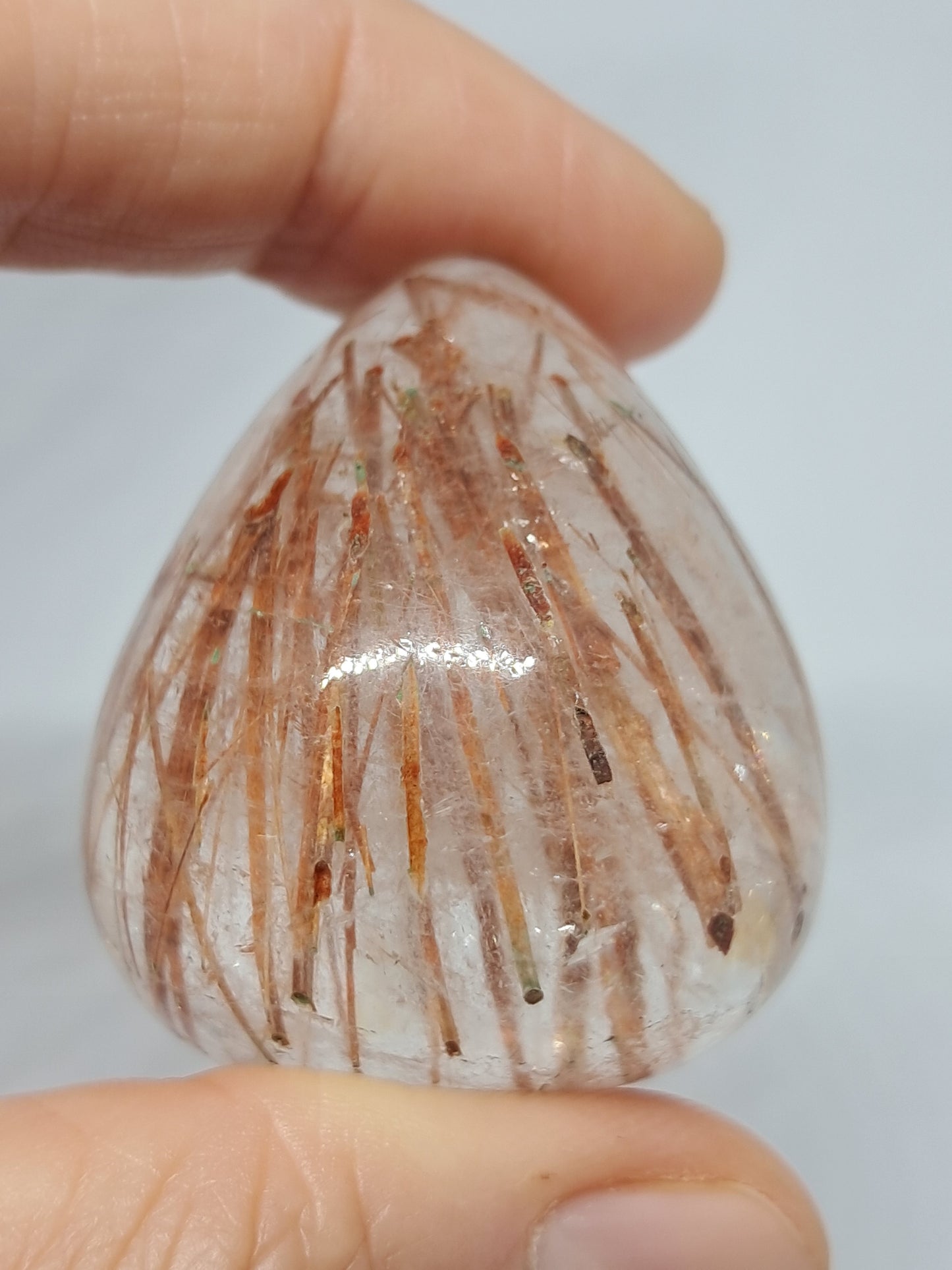 Red Rutile Quartz Cabochon *High Quality* Polished Stone | Copper Rutile | Natural Crystal | Mineral Specimen #PQ7