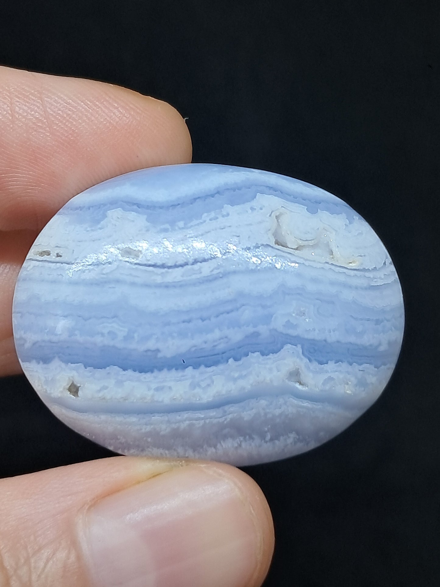 Blue Lace Agate Palmstone | Polished Natural Stone | Good Quality