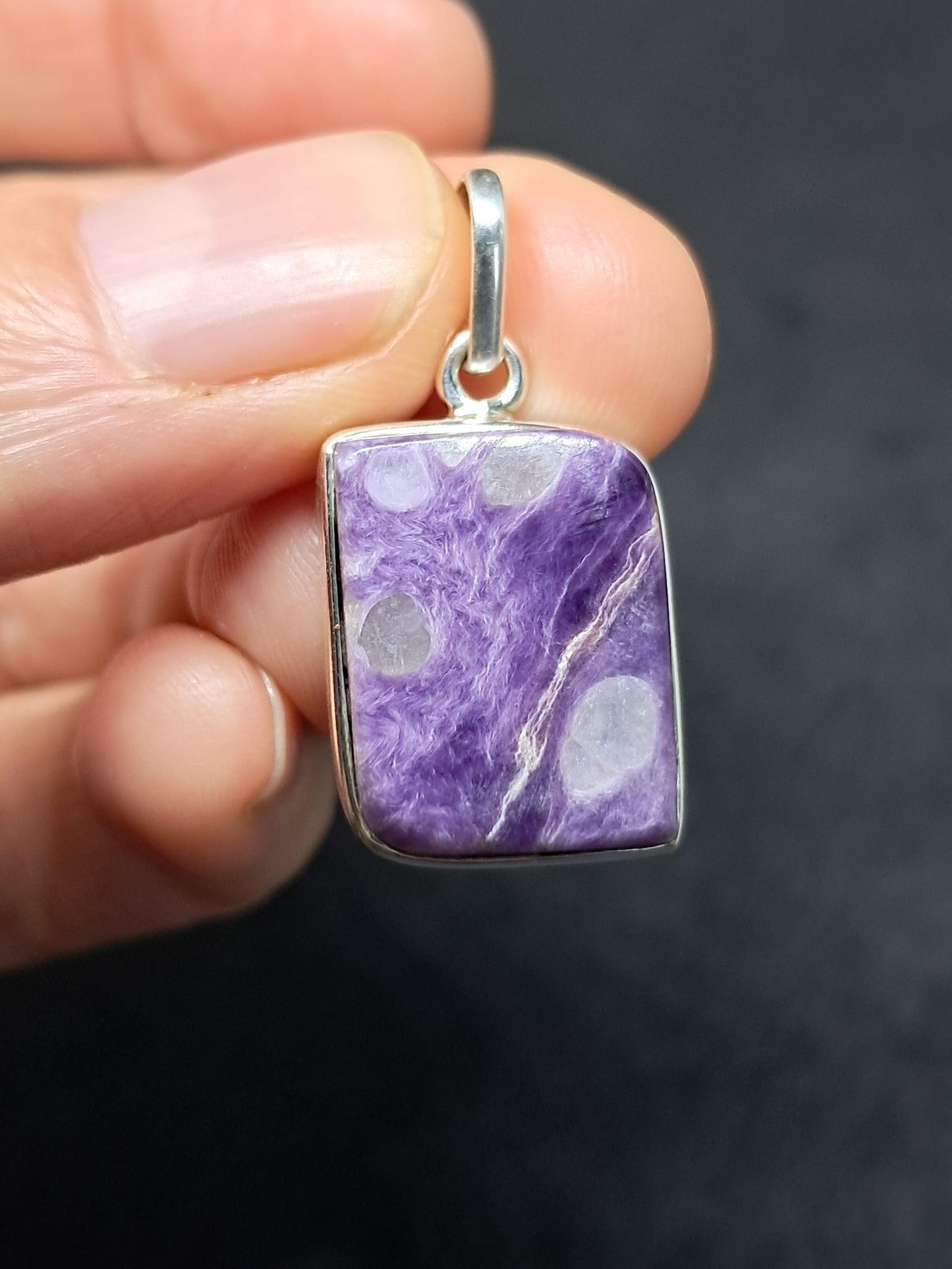 Charoite Silver Pendant