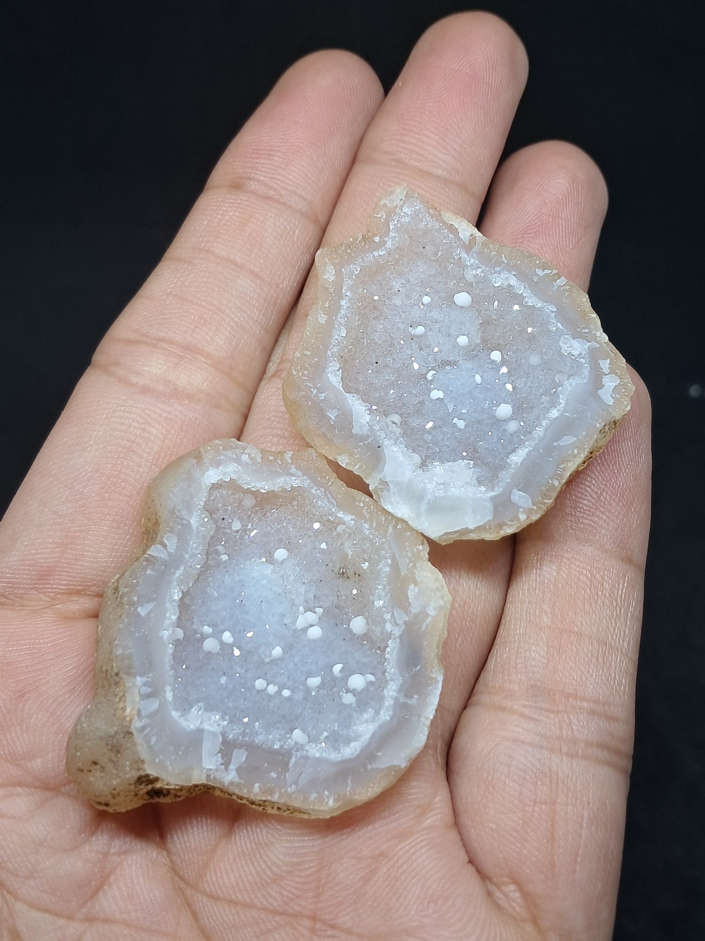 Quartz Geode w/ White Fluorite Balls (Ajanta) Rough Stone | Natural Crystal #GD25