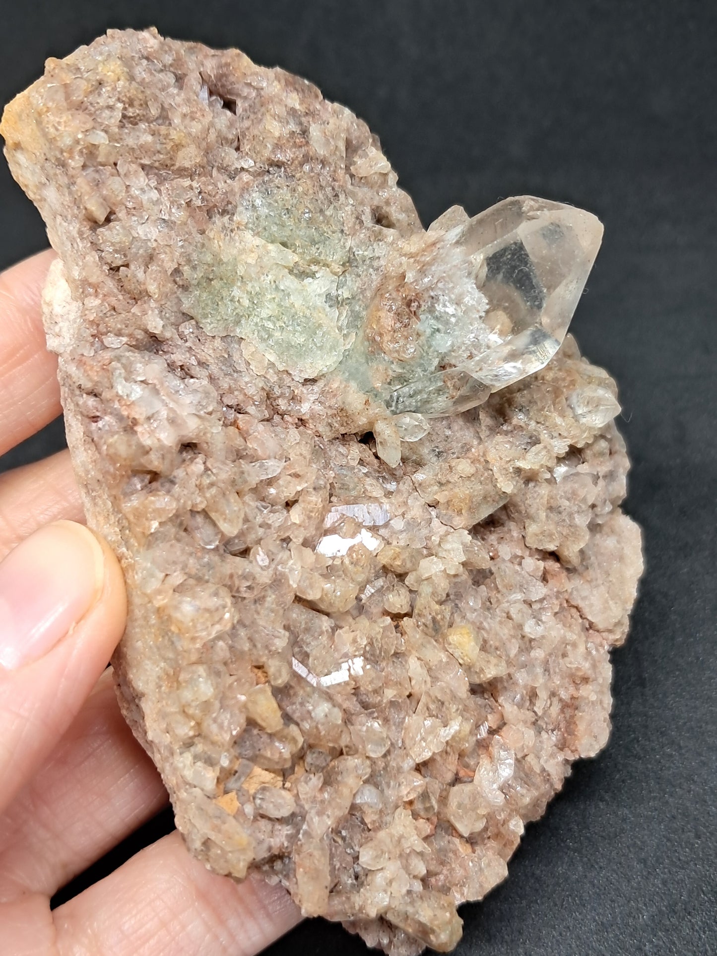 Chlorite Quartz Point on Hematite included Quartz Cluster (Tamil Nadu) Natural Stone | Garden Chamanic Crystal #CQ6
