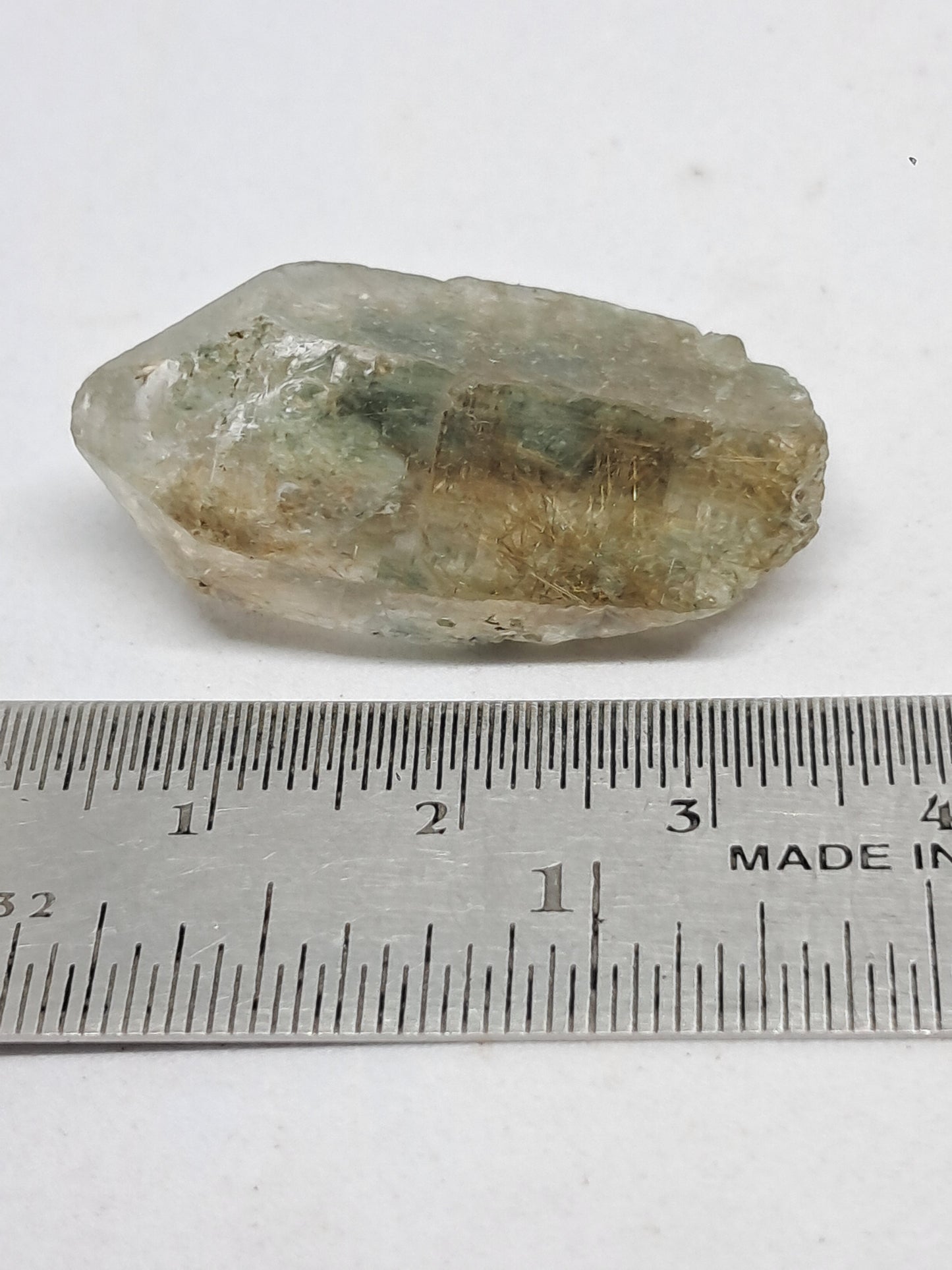 Quartz w/ Chlorite and Golden Rutile Inclusions (Kullu) Rough Stone | Natural Crystal Point | Mineral Specimen #CH47