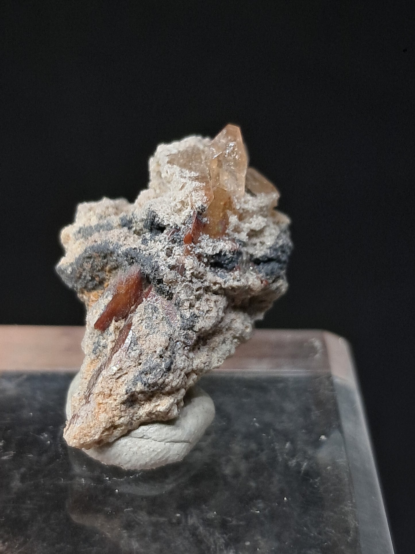 Cristales de topacio natural en matriz (México), piedra preciosa rara | Ejemplar mineral n.° TPZ26