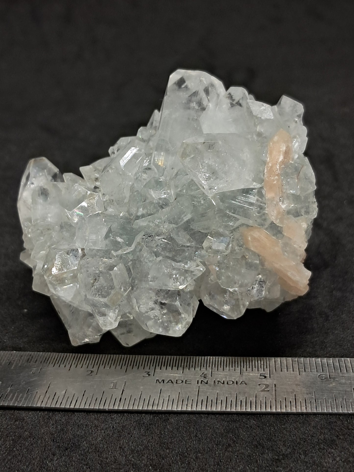 Clear Apophyllite Stalactite w/ Stilbite (Ajanta) Natural Crystal | Mineral Specimen #AP15