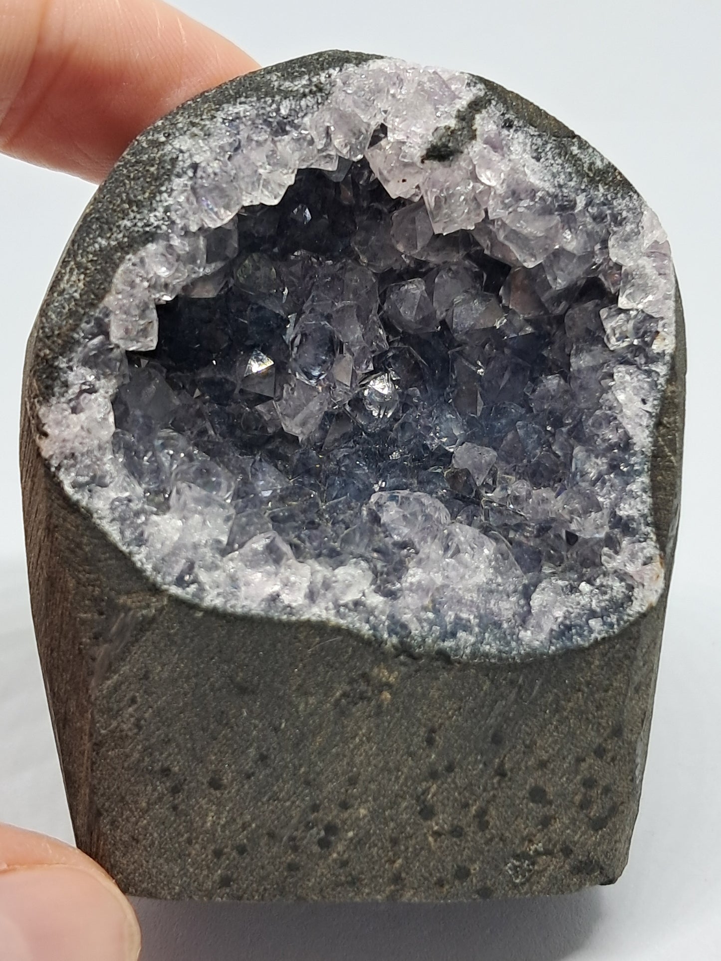 Back Chalcedony with Amethyst in Basalt Geode (Non-precious mineral) #BC2