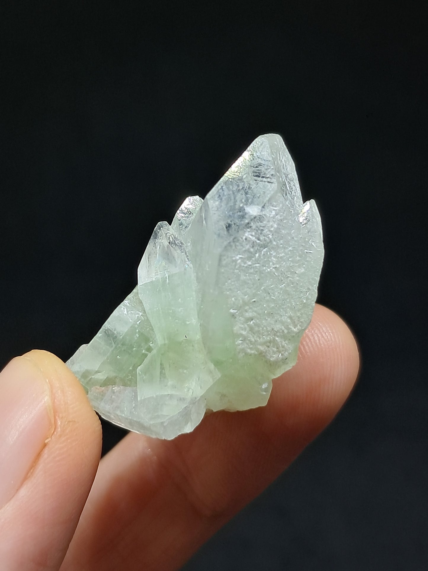 Green Apophyllite Point w/ Okenite and Stilbite (Ajanta) Natural Crystal | Mineral Specimen #AP61
