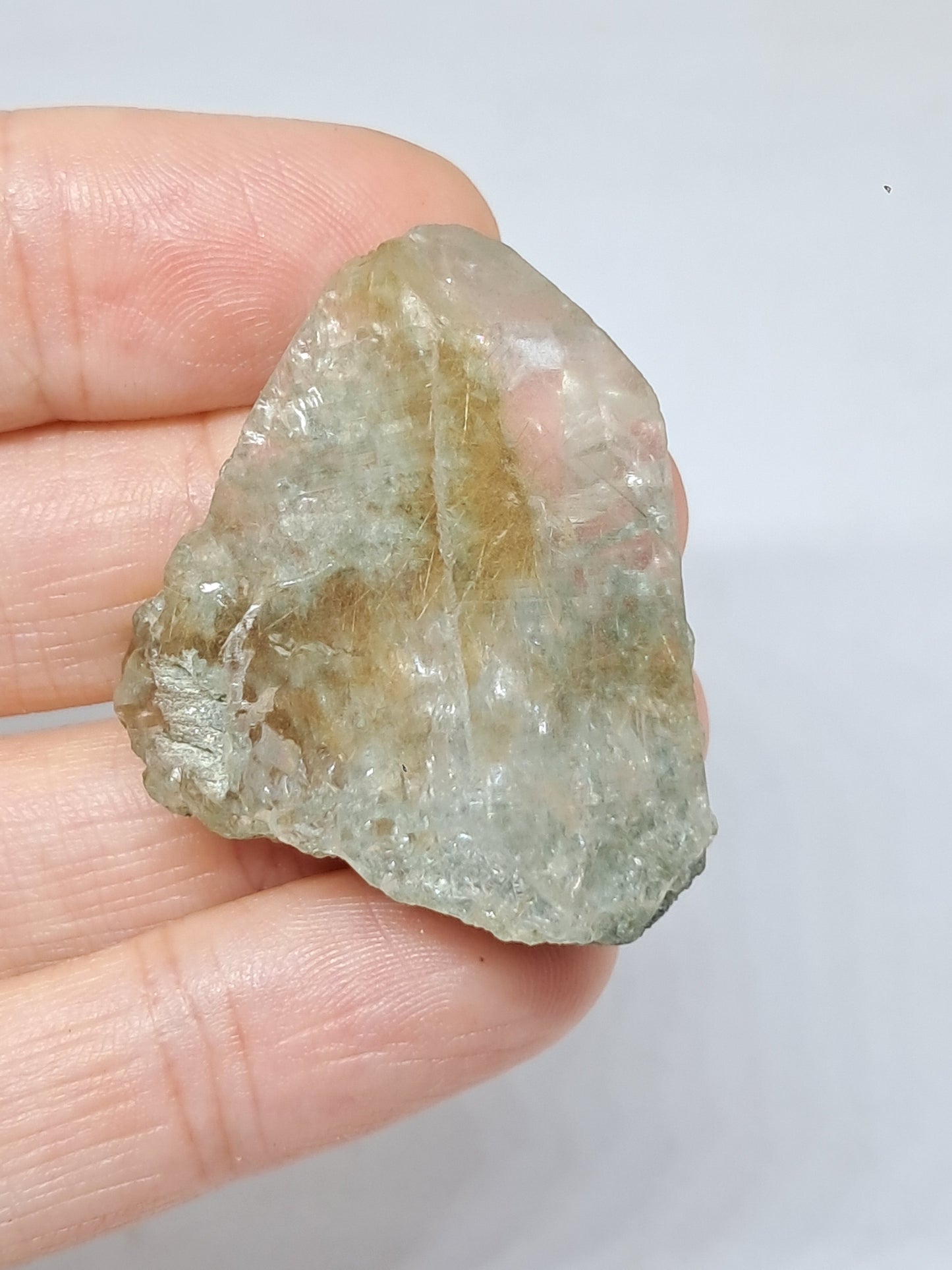 Quartz w/ Chlorite and Golden Rutile Inclusions (Kullu) Rough Stone | Natural Crystal | Mineral Specimen #CH41