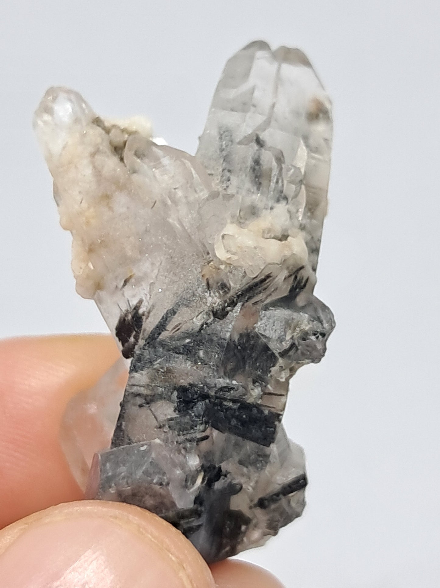 Tourmalinated Quartz with Mica and Feldespar inclusions (natural crystal point) #TQ14