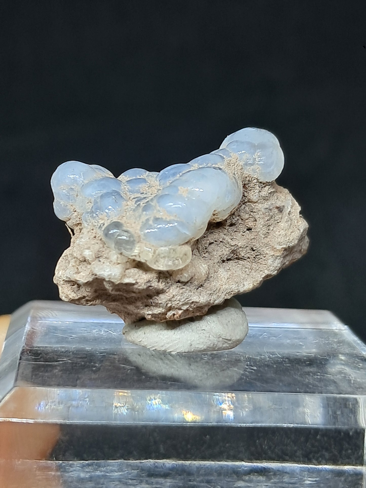 Ópalo hialita en matriz (México), piedra cristalina en bruto | Ejemplar mineral n.° OH7