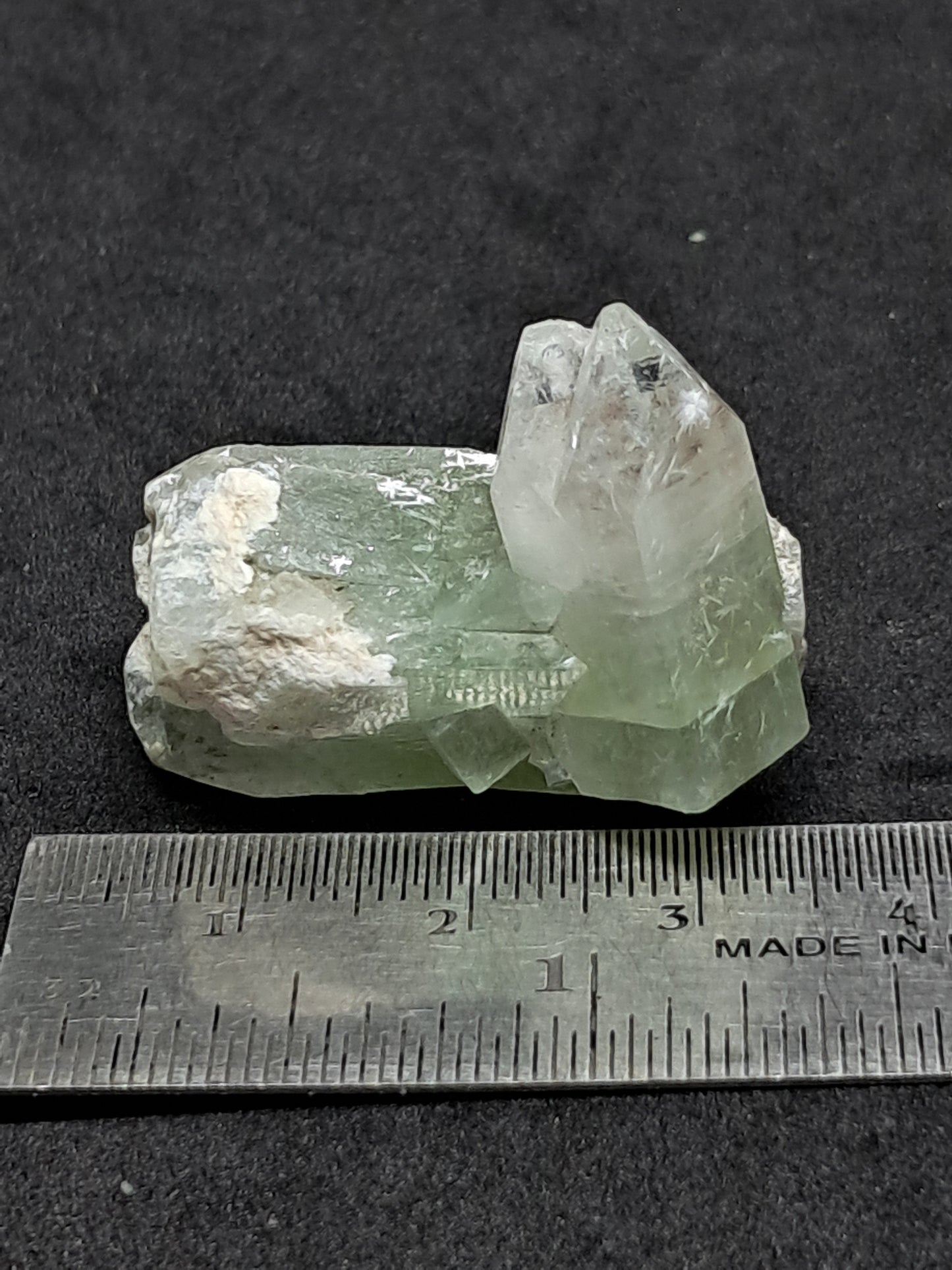 Green Apophyllite Crystal w/ Okenite (Ajanta) Natural Point | Mineral Specimen #AP62