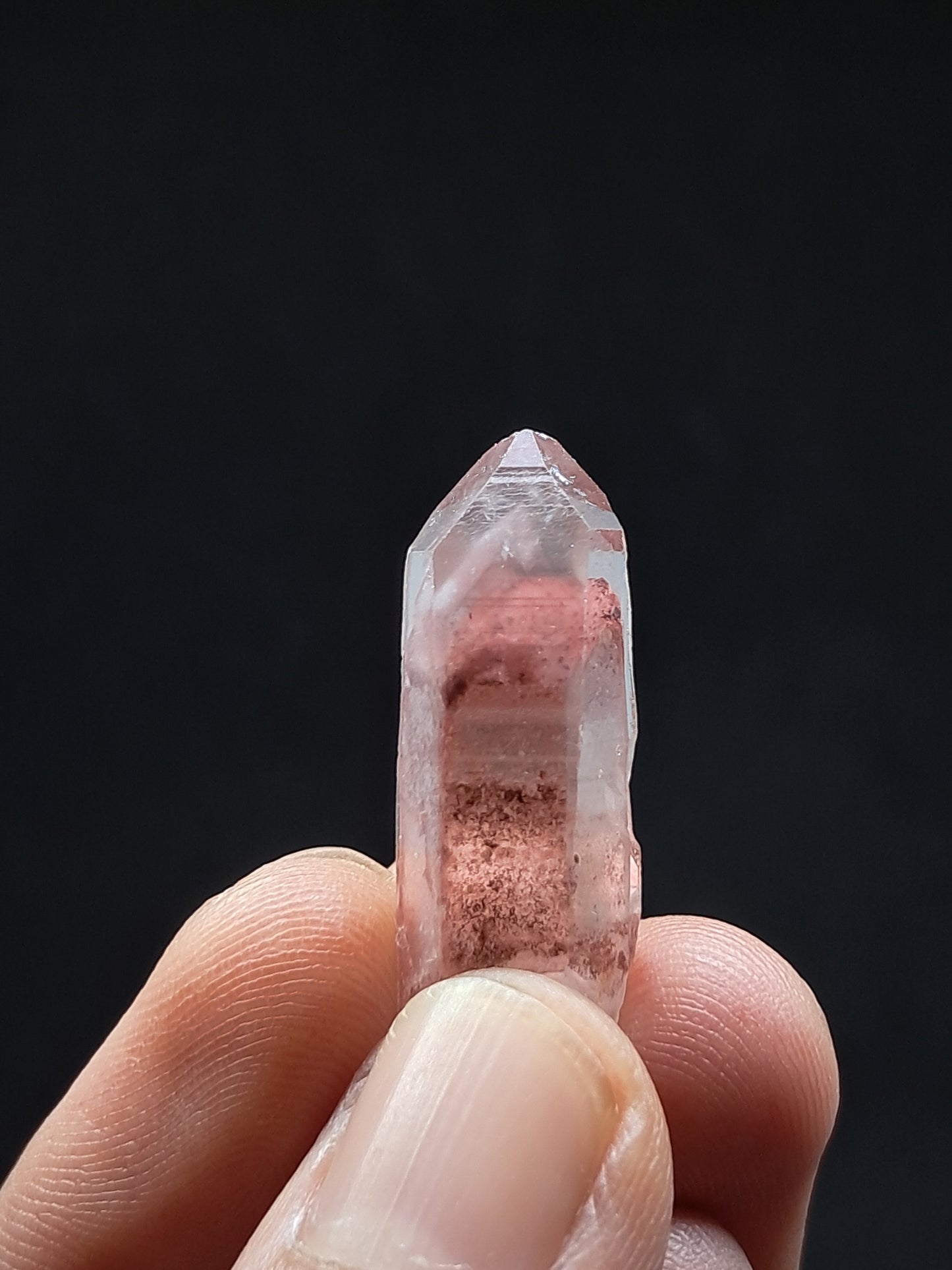 Cuarzo fantasma hematita (Telangana) | Cristal natural | Ejemplar mineral n.° HPQ50