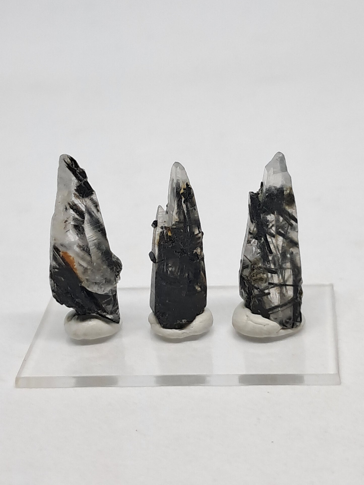 Set of 3 Tourmalinated Quartz - natural crystal points #TQ11