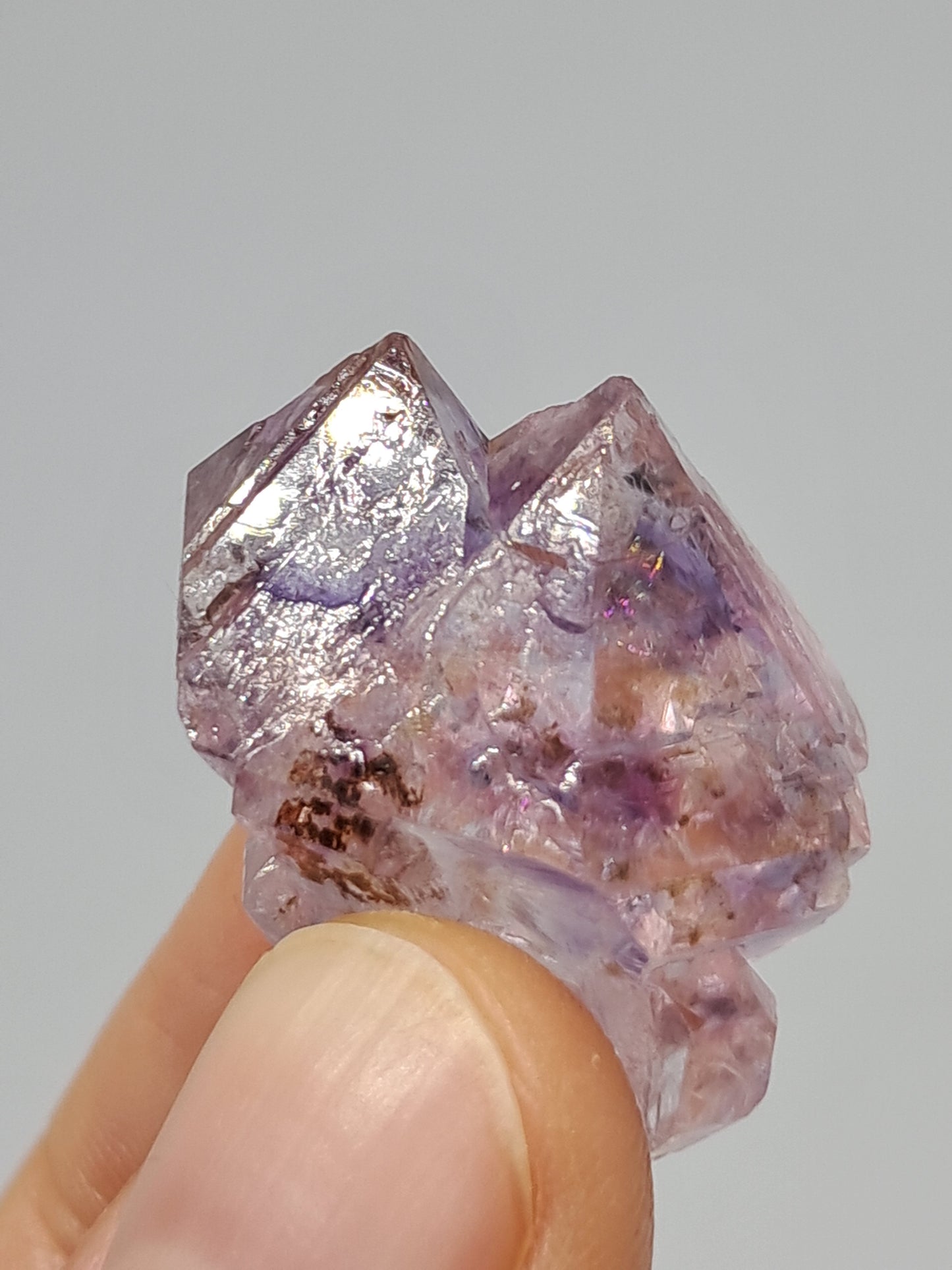 Elestial Amethyst (Karur) Lustrous Purple Quartz Crystal Point | Natural Stone | Mineral Specimen #KA45