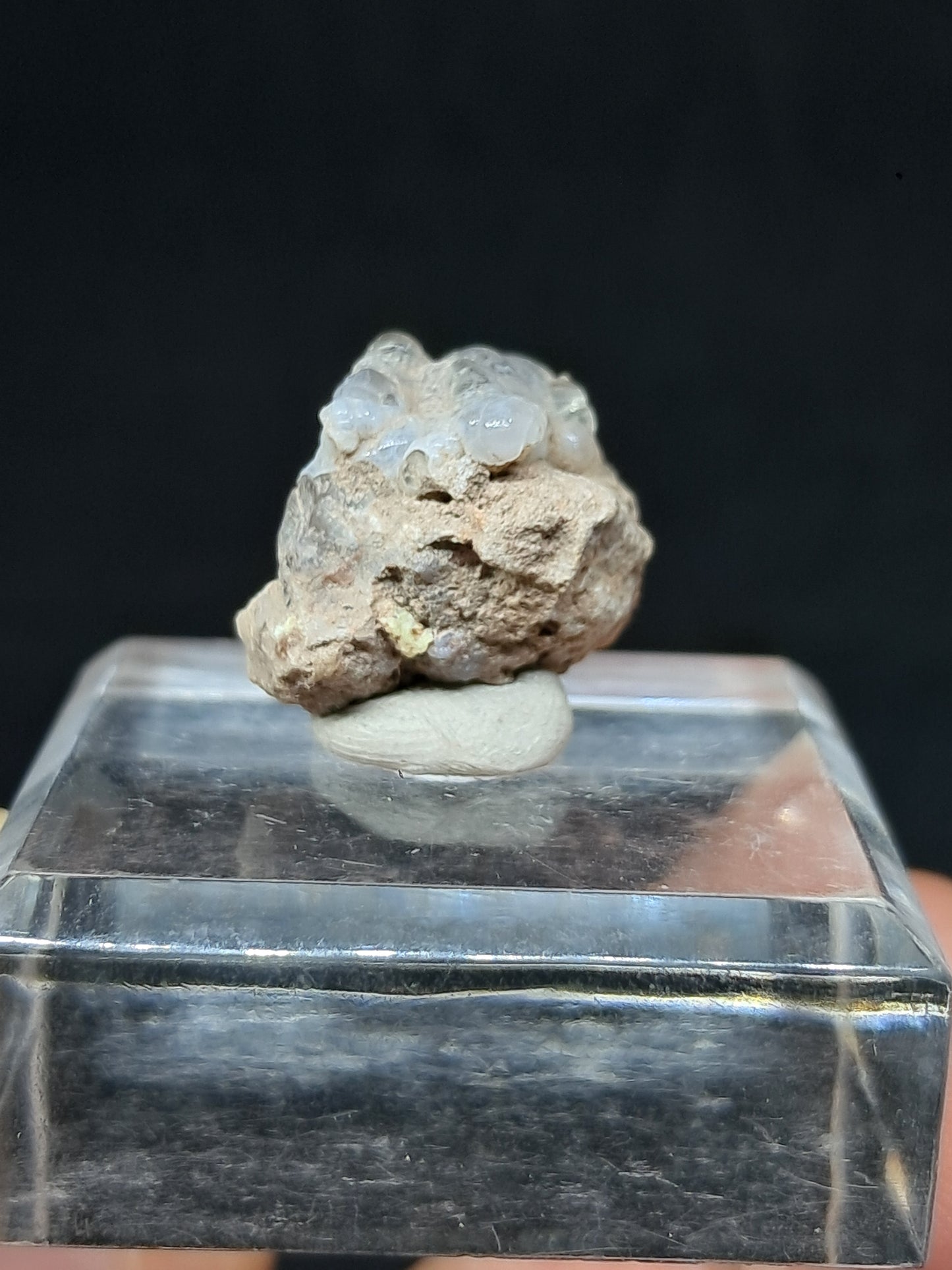 Ópalo hialita en matriz (México), piedra cristalina en bruto | Ejemplar mineral n.° OH5