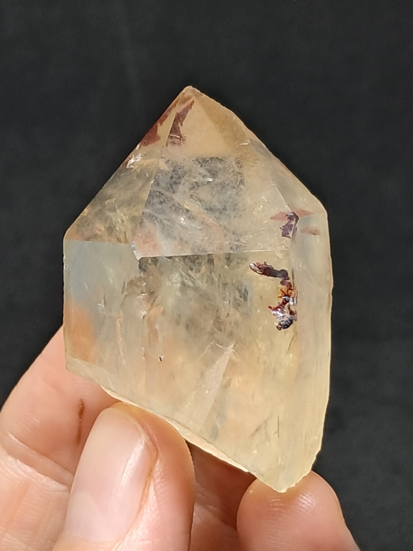 Natural Citrine "Kundalini" with Hematite (Democratic Republic of Congo) Crystal Point | Mineral Specimen #CTN19