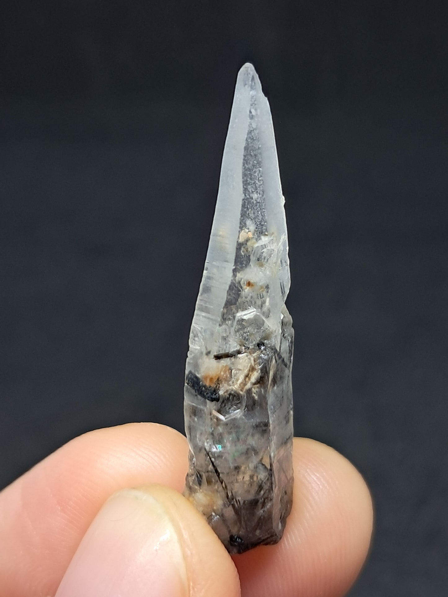 Tourmalinated Quartz natural crystal point (Non-precious natural stone) #TQ9