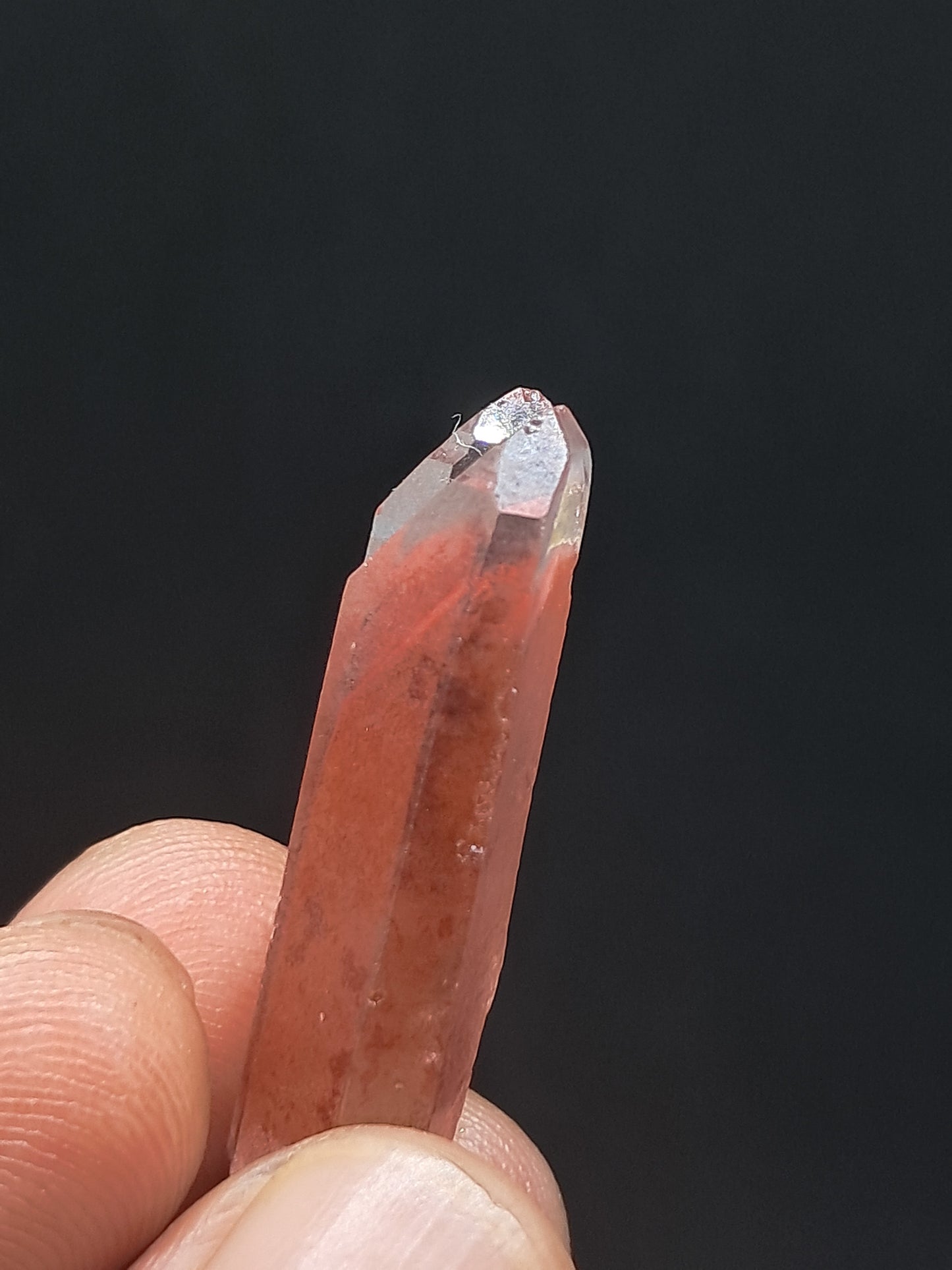 Cuarzo fantasma hematita (Telangana) rojo saturado | Cristal natural | Puntas fundidas | Ejemplar mineral n.° HPQ40