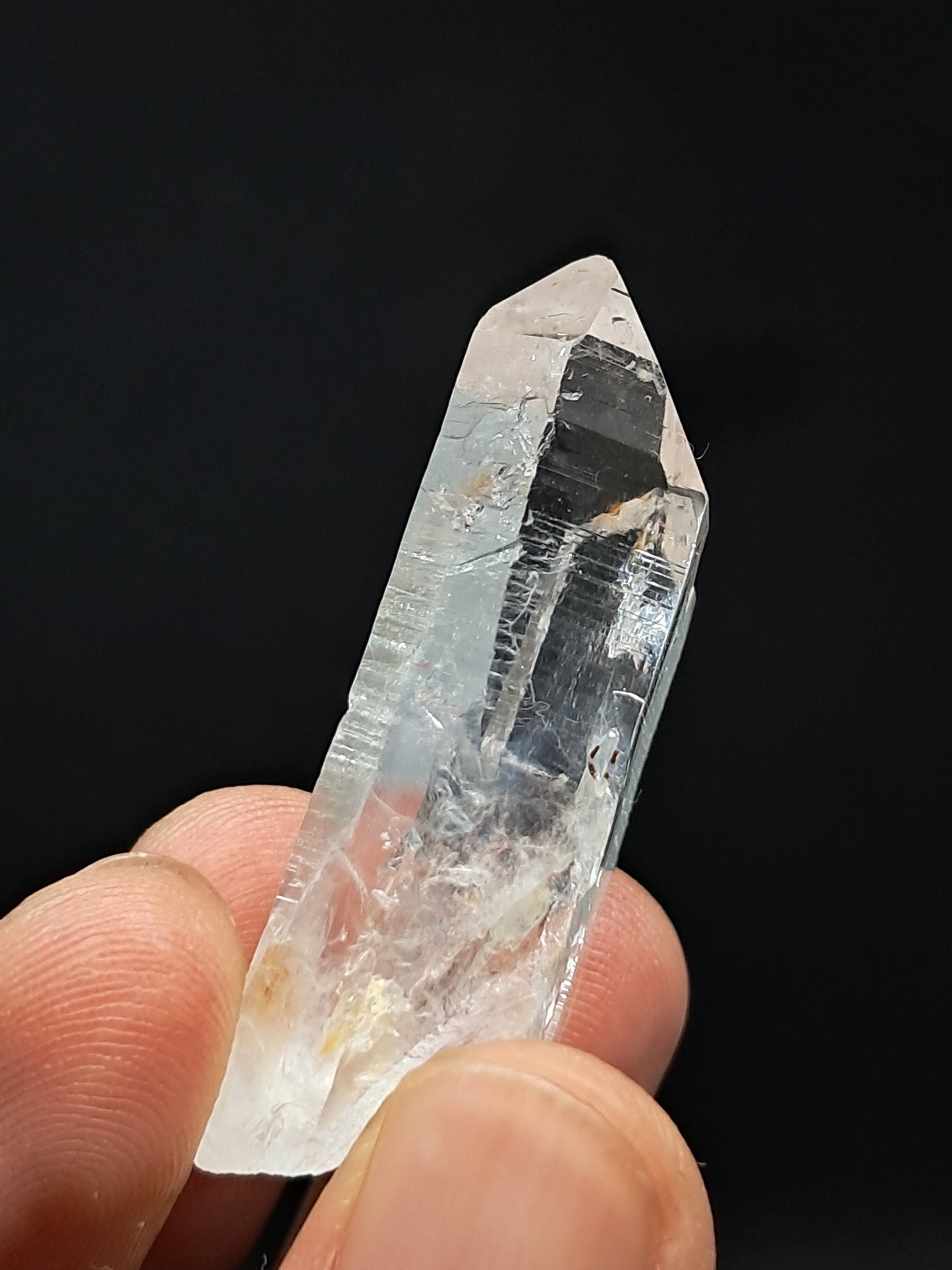 Punta natural de cristal de cuarzo fundido transparente (Santander, Colombia) | Ejemplar mineral n.° COQ35
