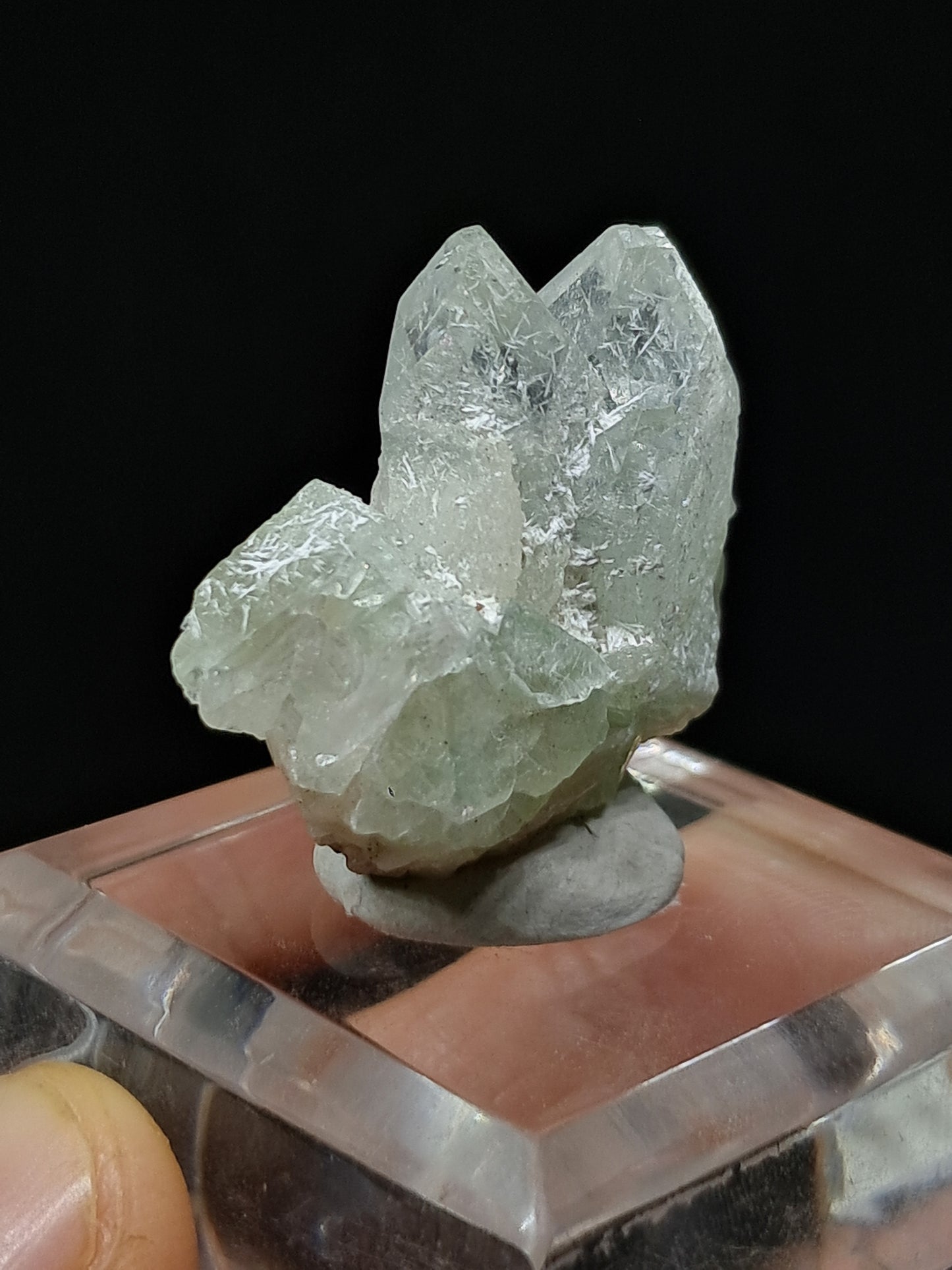 Green Apophyllite Crystal w/ Okenite (Ajanta) Natural Point | Mineral Specimen #AP64