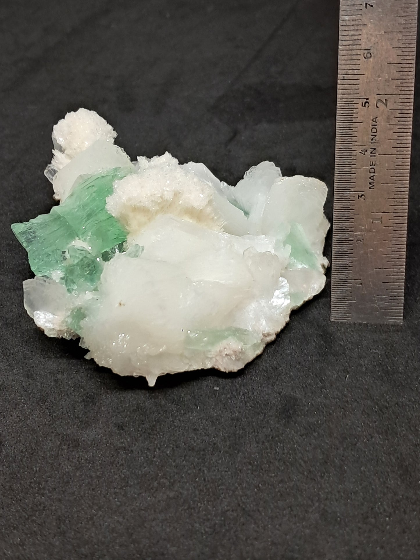 Green Apophyllite (Fluorapophyllite) and Mordenite on Stilbite #GA3