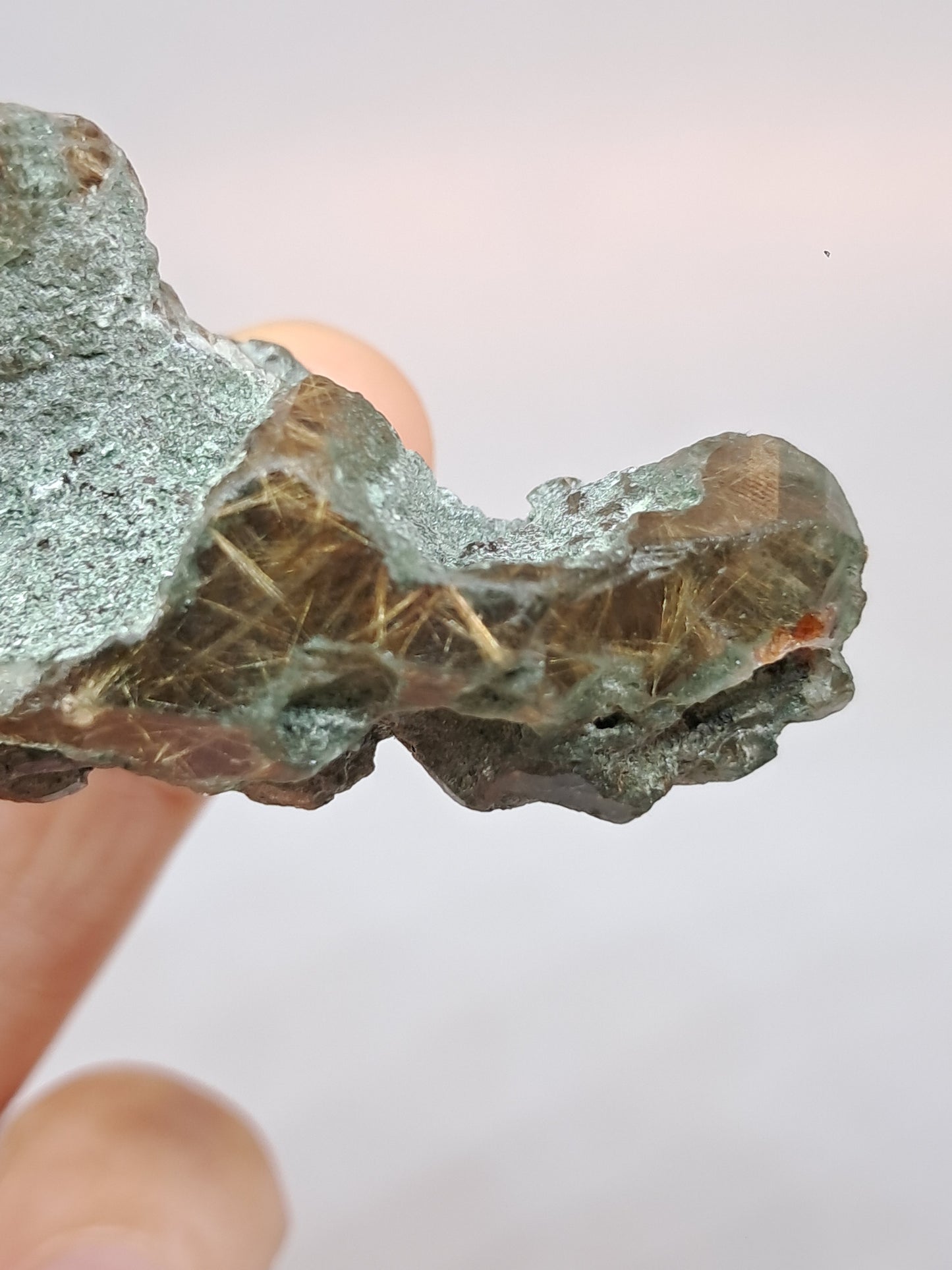 Quartz w/ Chlorite and Golden Rutile Inclusions (Kullu) Rough Stone | Natural Crystal Point | Mineral Specimen #CH43