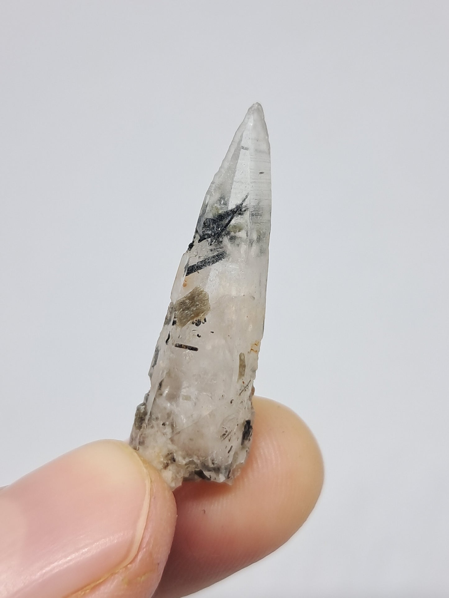 Tourmalinated Quartz w/ Mica and Feldspar Inclusions (Karur) Natural Crystal Point | Mineral Specimen #TQ18