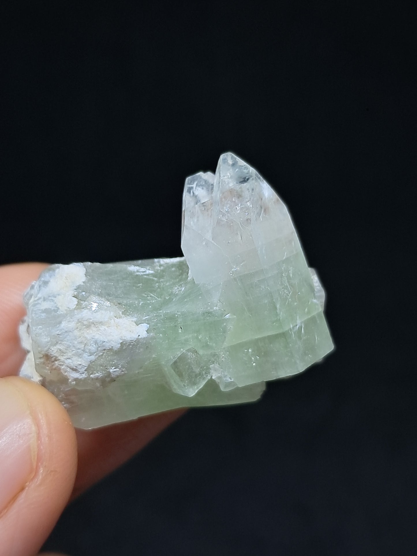 Green Apophyllite Crystal w/ Okenite (Ajanta) Natural Point | Mineral Specimen #AP62