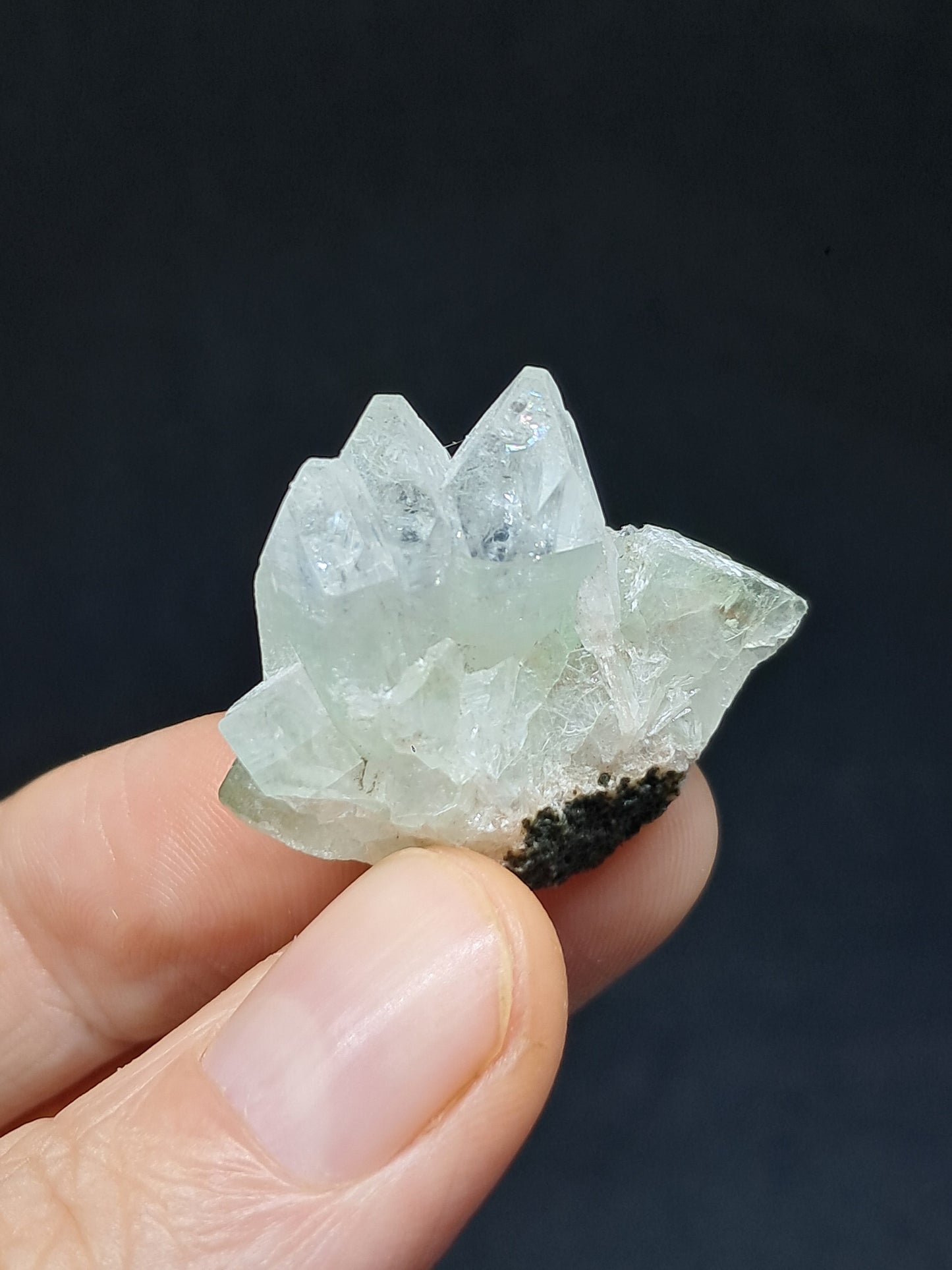 Green Apophyllite Crystal w/ Okenite (Ajanta) Natural Point | Mineral Specimen #AP64