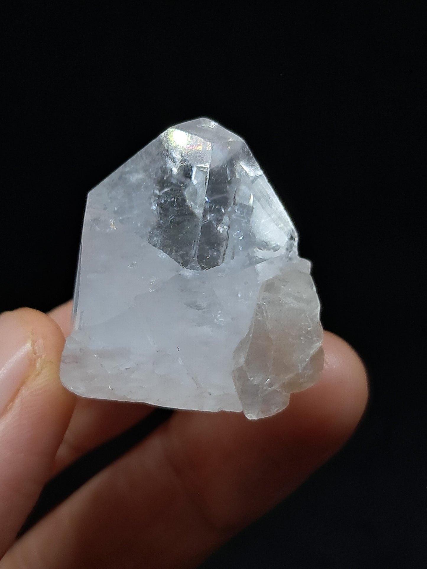 Clear Apophyllite Point w/ Stilbite (Ajanta) Natural Crystal | Mineral Specimen #AP54