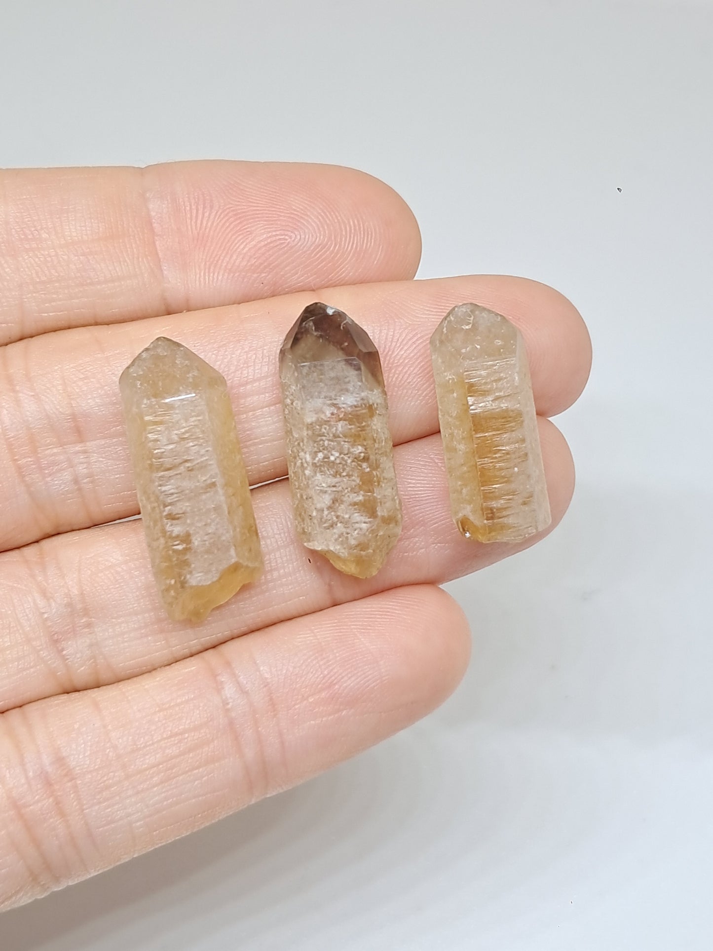 Set of 3 Natural Citrine Crystal Points w/ Phantoms (Karur) #CTN35