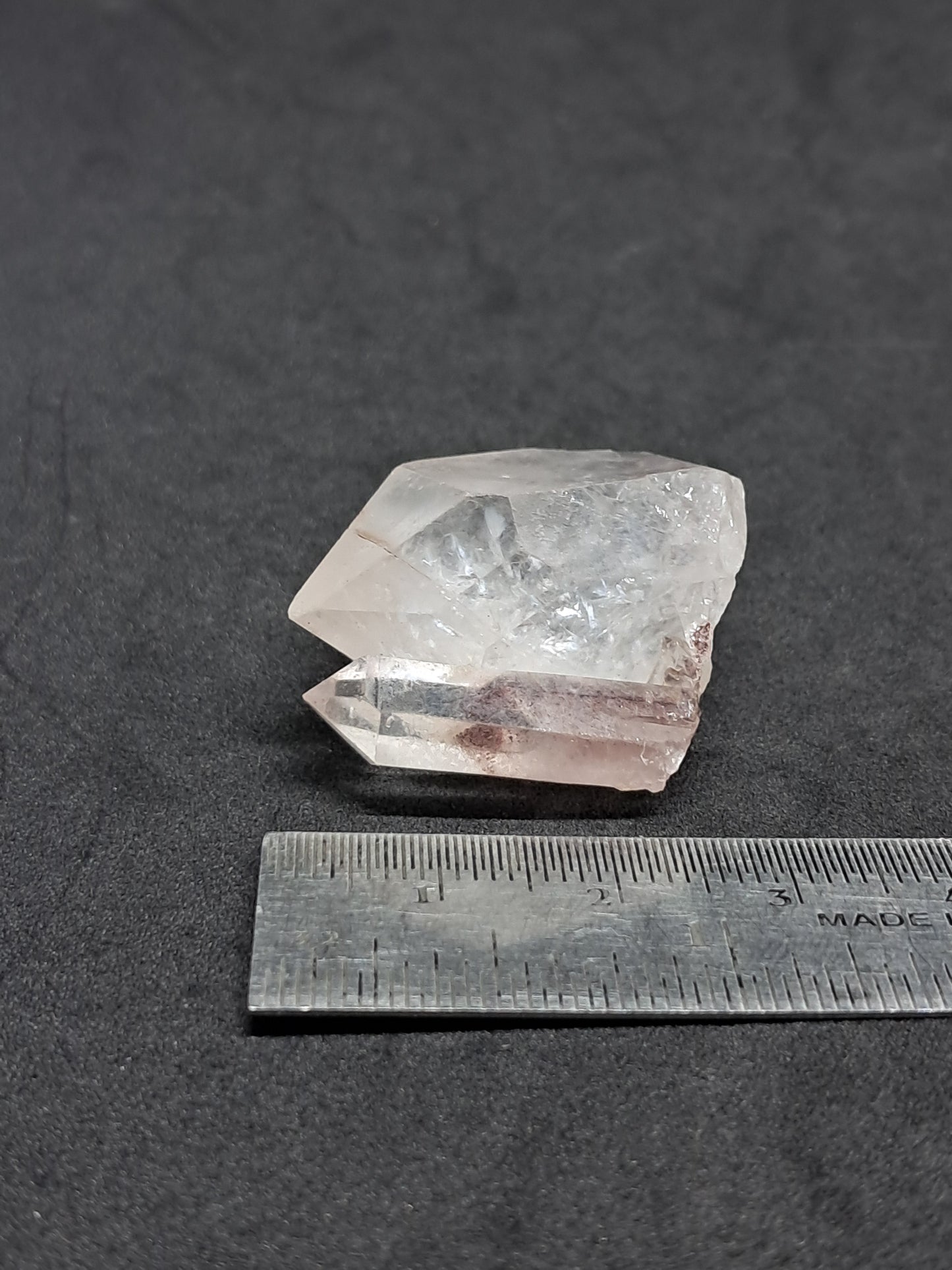 Cuarzo Fantasma Hematita (Telangana) Cristal Natural | Ejemplar Mineral | Puntas Fusionadas | Cara "Ventana" #HPQ36