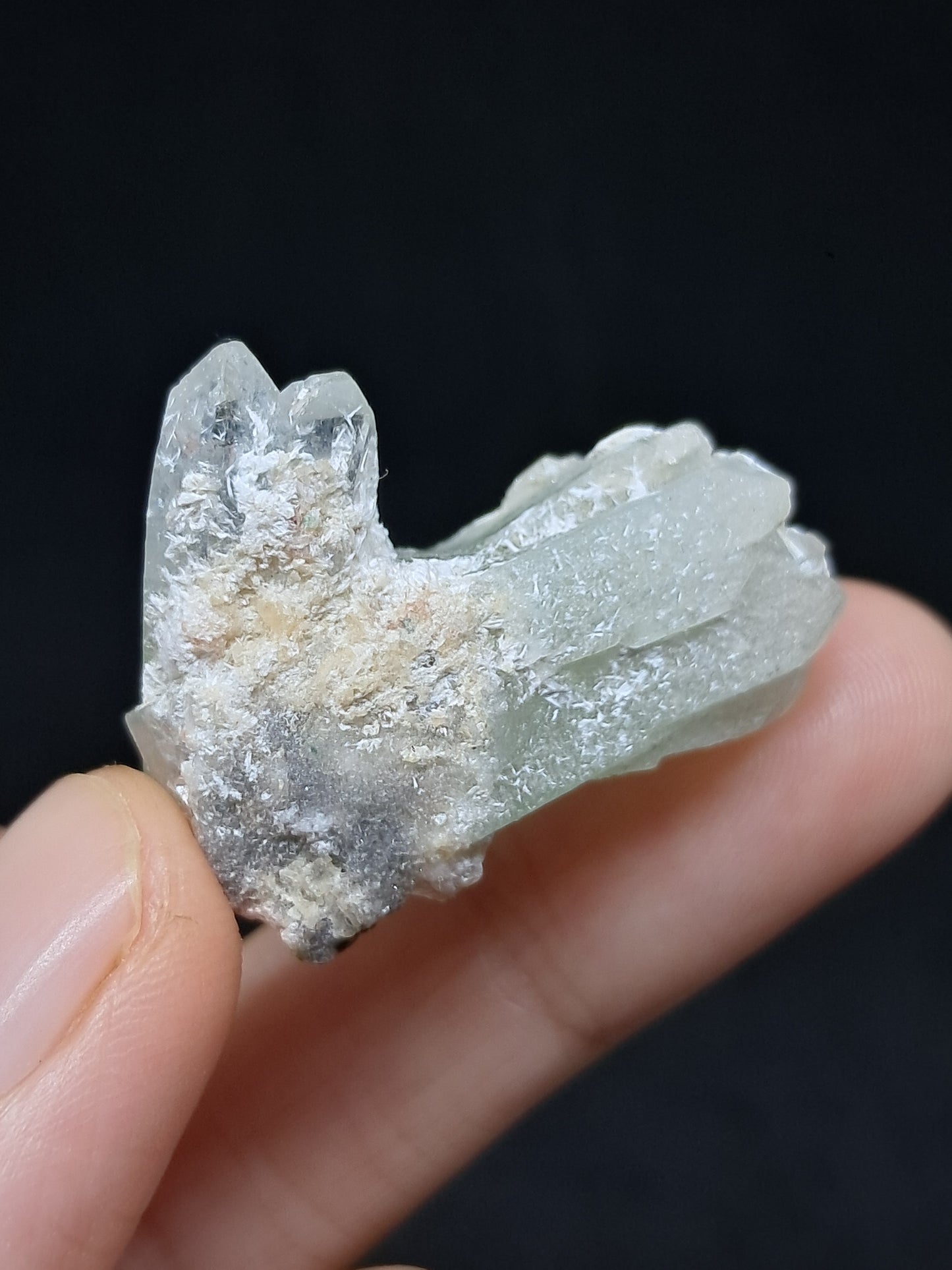 Green Apophyllite Crystal w/ Okenite (Ajanta) Natural Point | Mineral Specimen #AP62