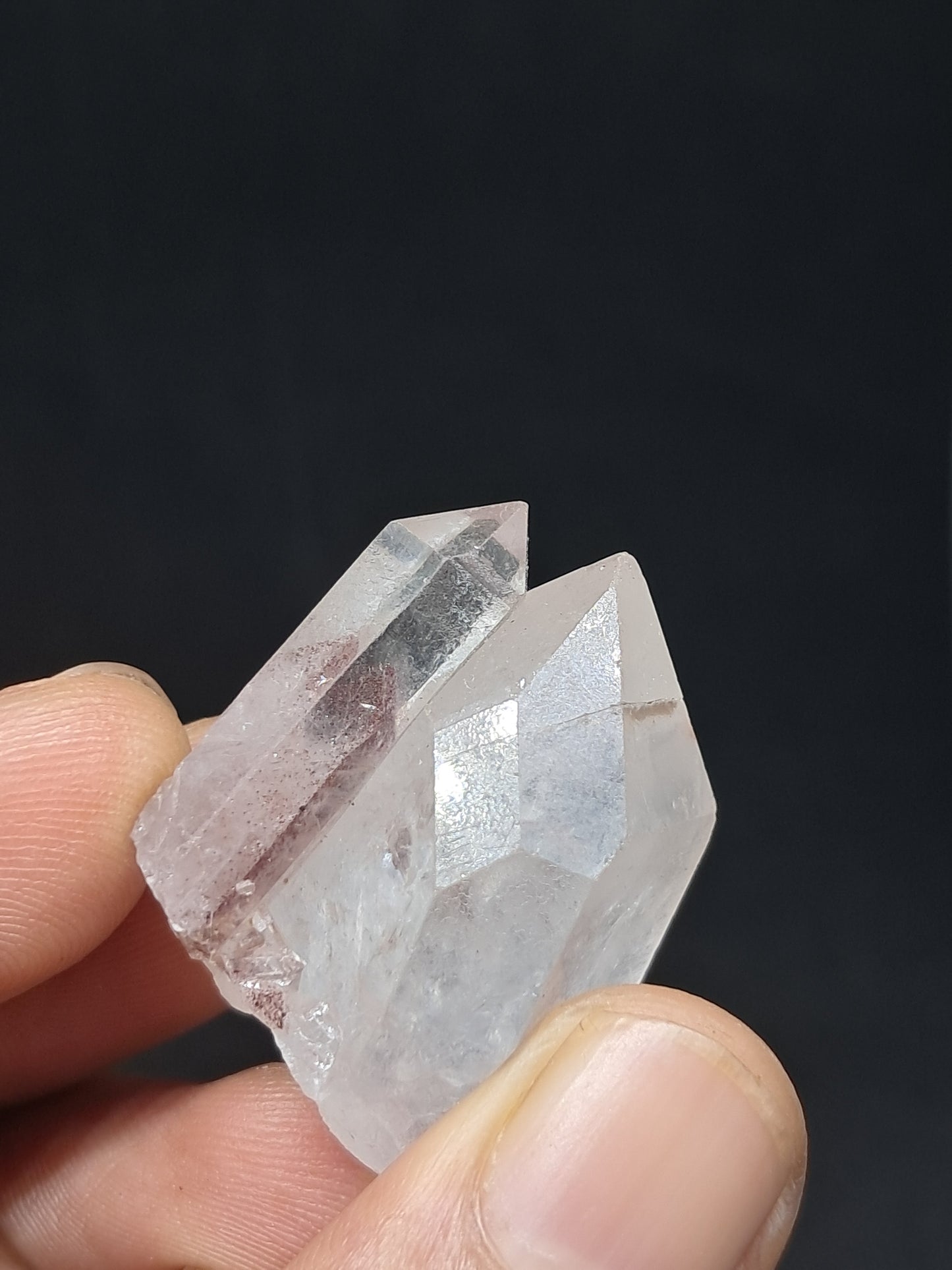 Cuarzo Fantasma Hematita (Telangana) Cristal Natural | Ejemplar Mineral | Puntas Fusionadas | Cara "Ventana" #HPQ36