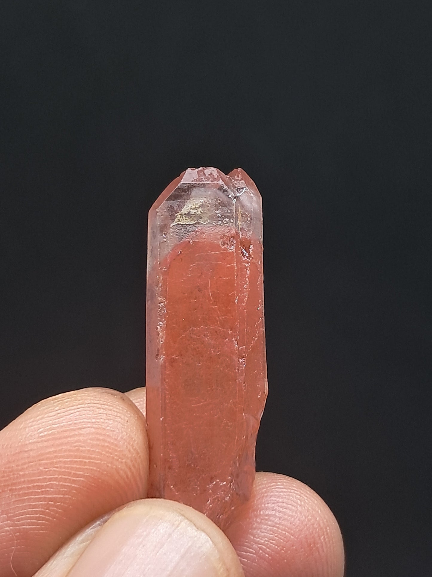 Cuarzo fantasma hematita (Telangana) rojo saturado | Cristal natural | Puntas fundidas | Ejemplar mineral n.° HPQ40